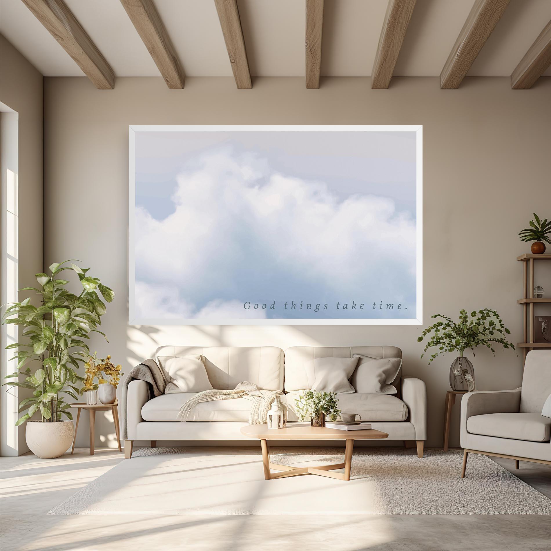 Leinwandbild Clouds Text White mockup 6