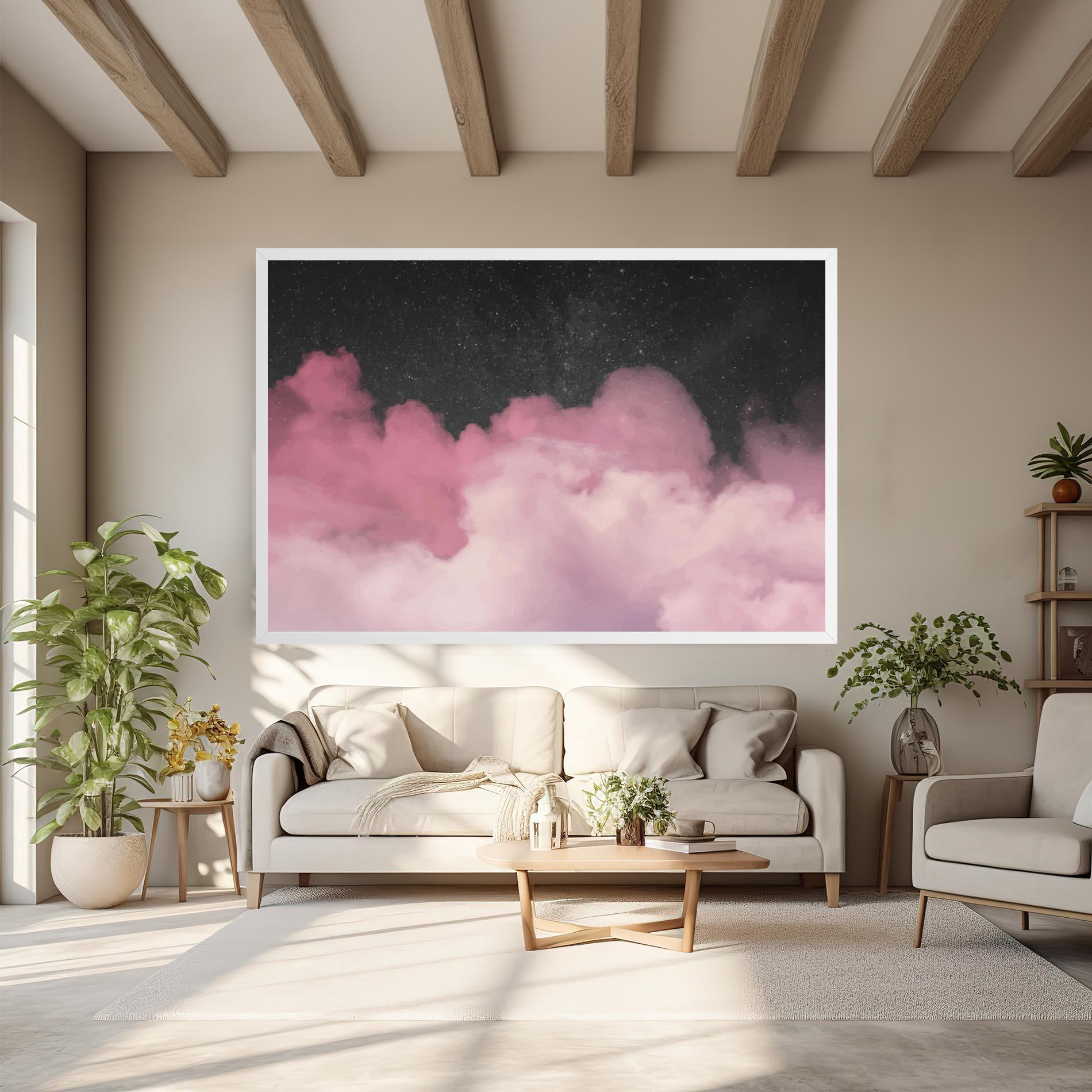 Leinwandbild Clouds Watercolor Purple mockup 6