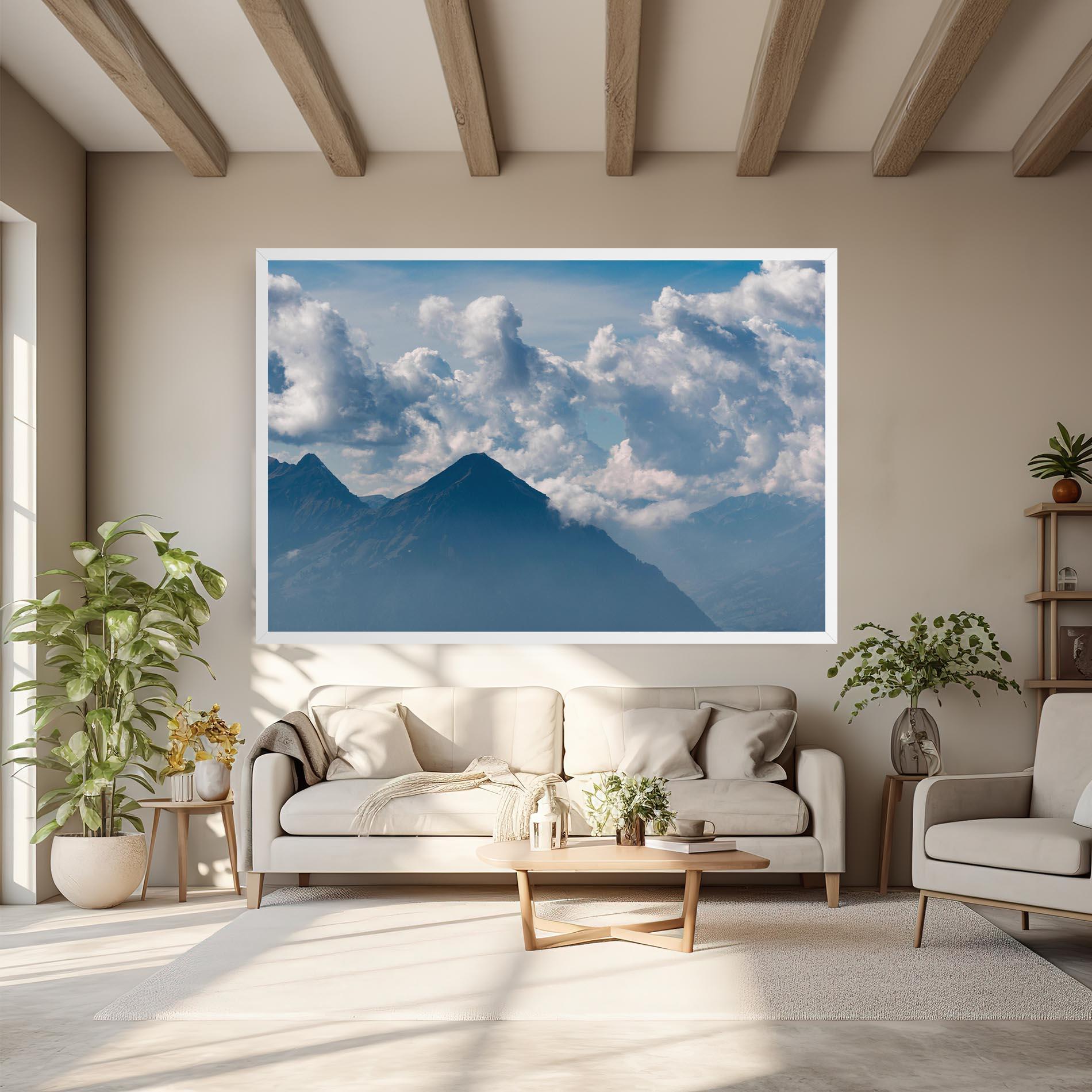 Leinwandbild Cloudy View Mountain mockup 6