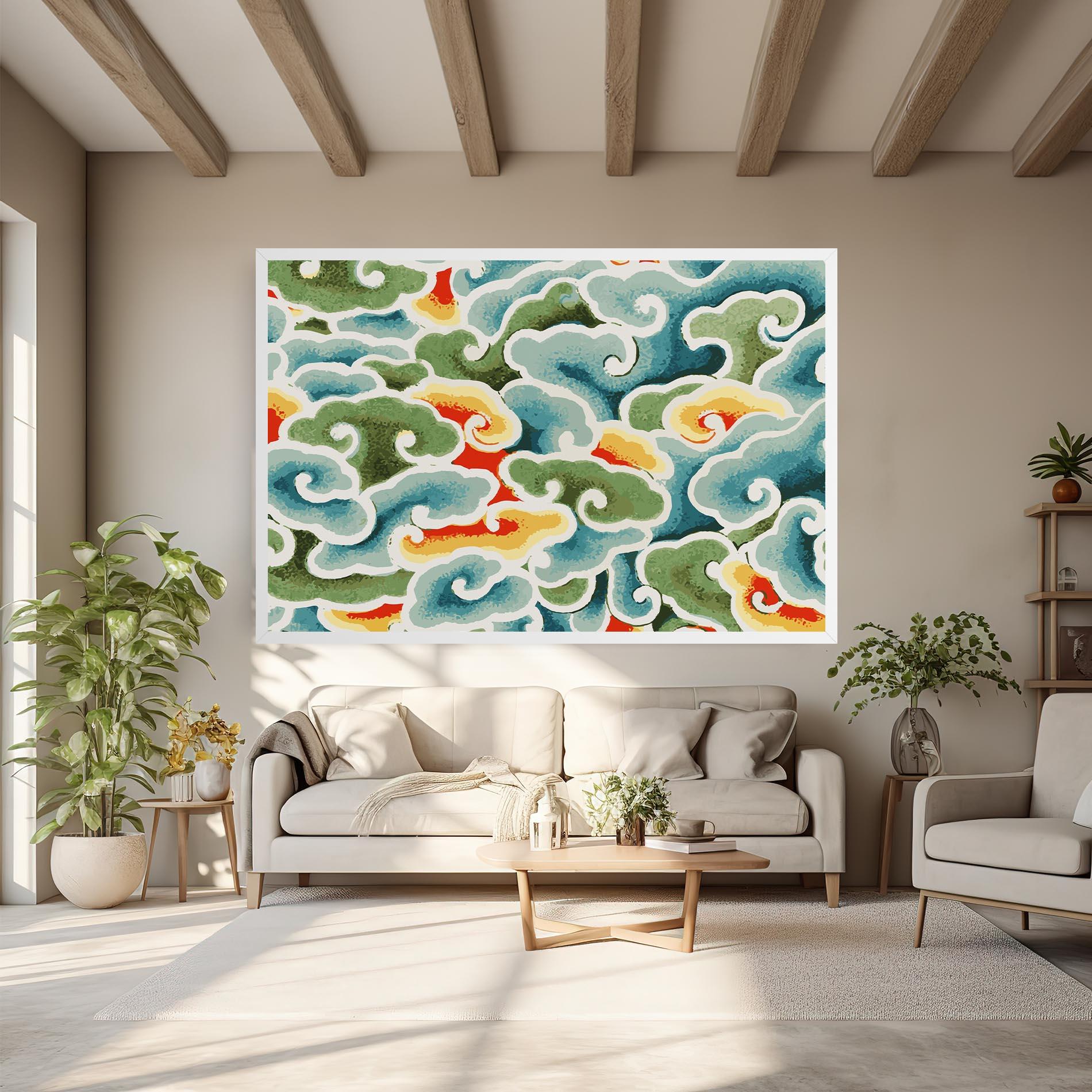 Leinwandbild Green Blue Clouds mockup 6