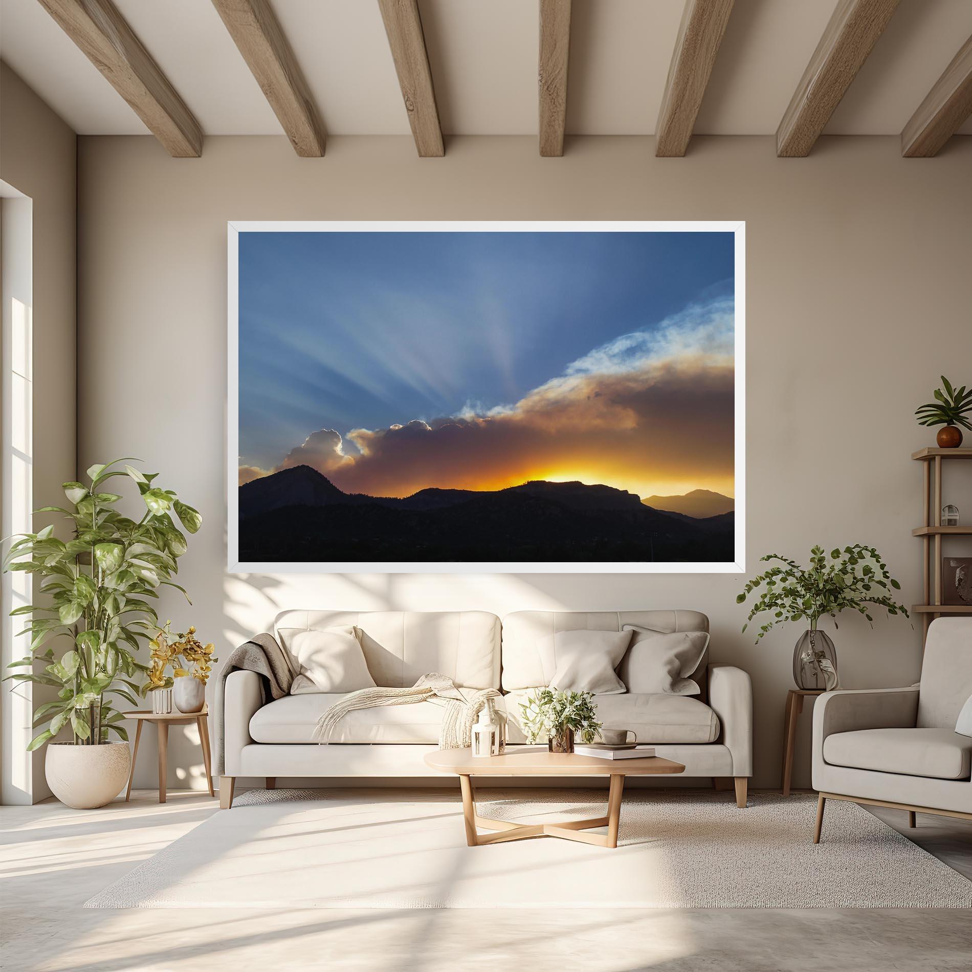 Leinwandbild Mountain Silhouette Sunrise mockup 6