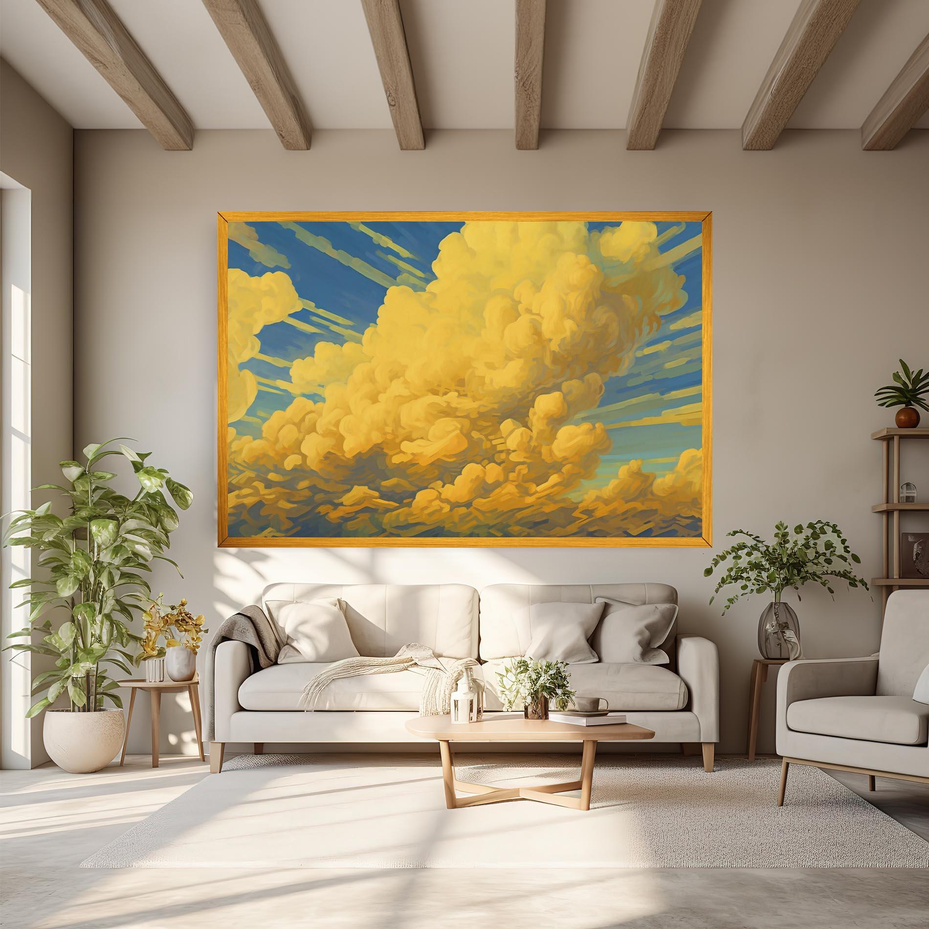 Leinwandbild Big Yellow Cloud Art mockup 6