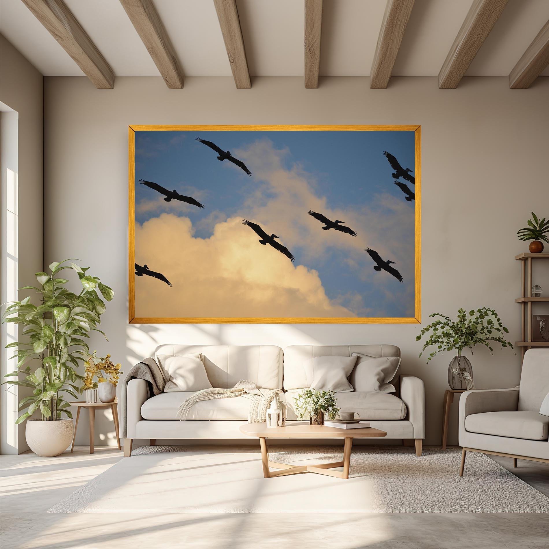 Leinwandbild Bird Shilouette Cloud mockup 6