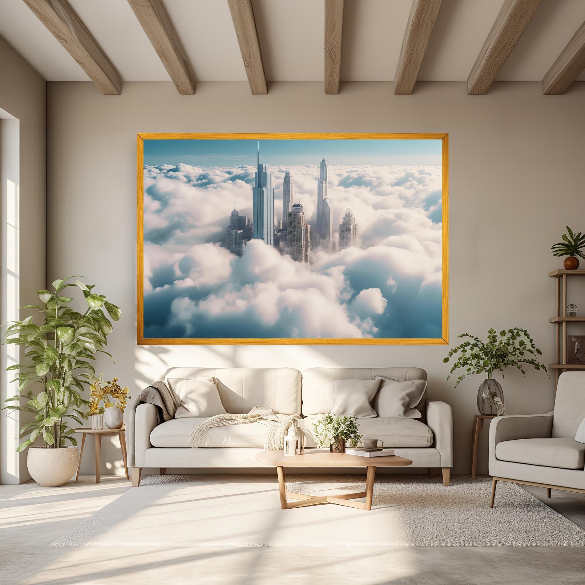 Leinwandbild City Above Clouds mockup 6
