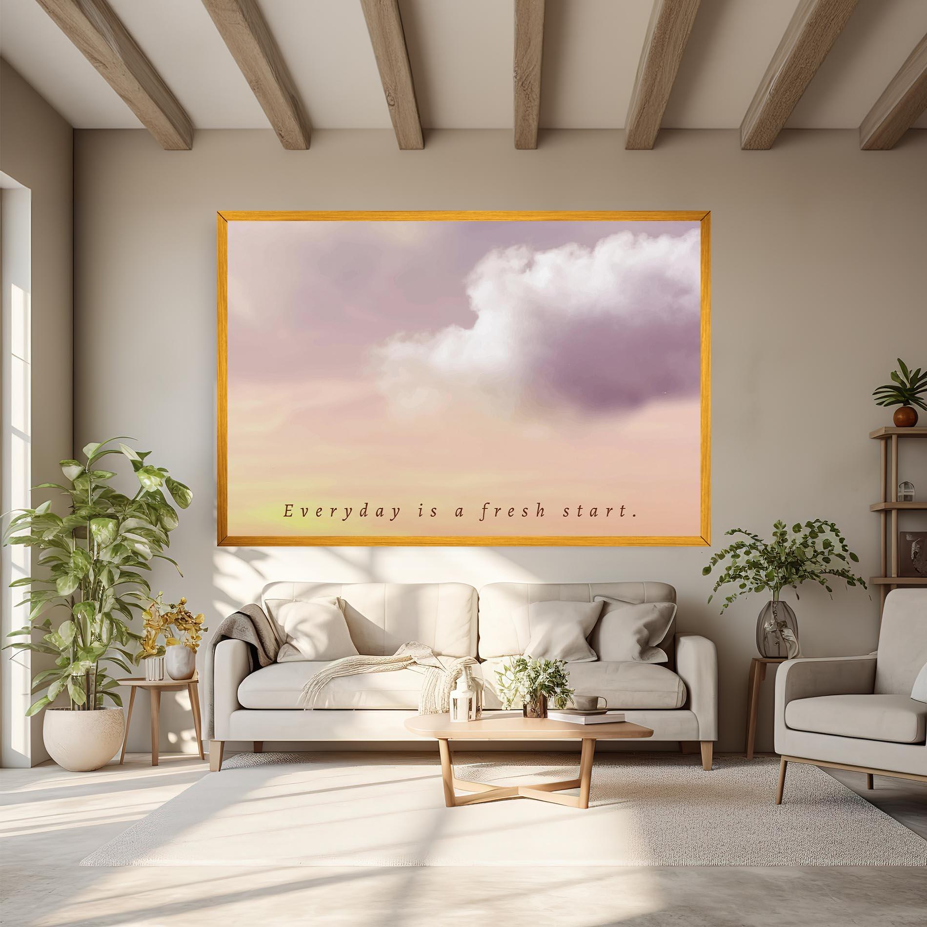 Leinwandbild Clouds Text Cream mockup 6