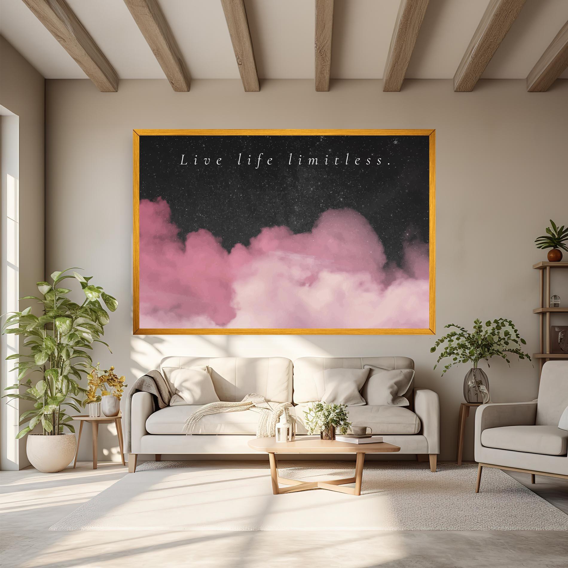 Leinwandbild Clouds Text Pink mockup 6