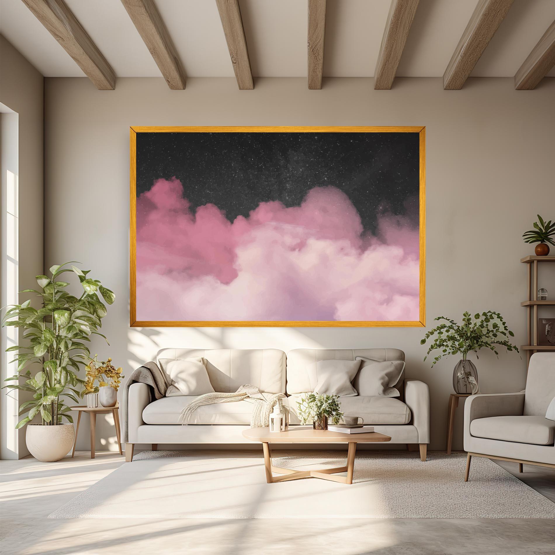 Leinwandbild Clouds Watercolor Purple mockup 6