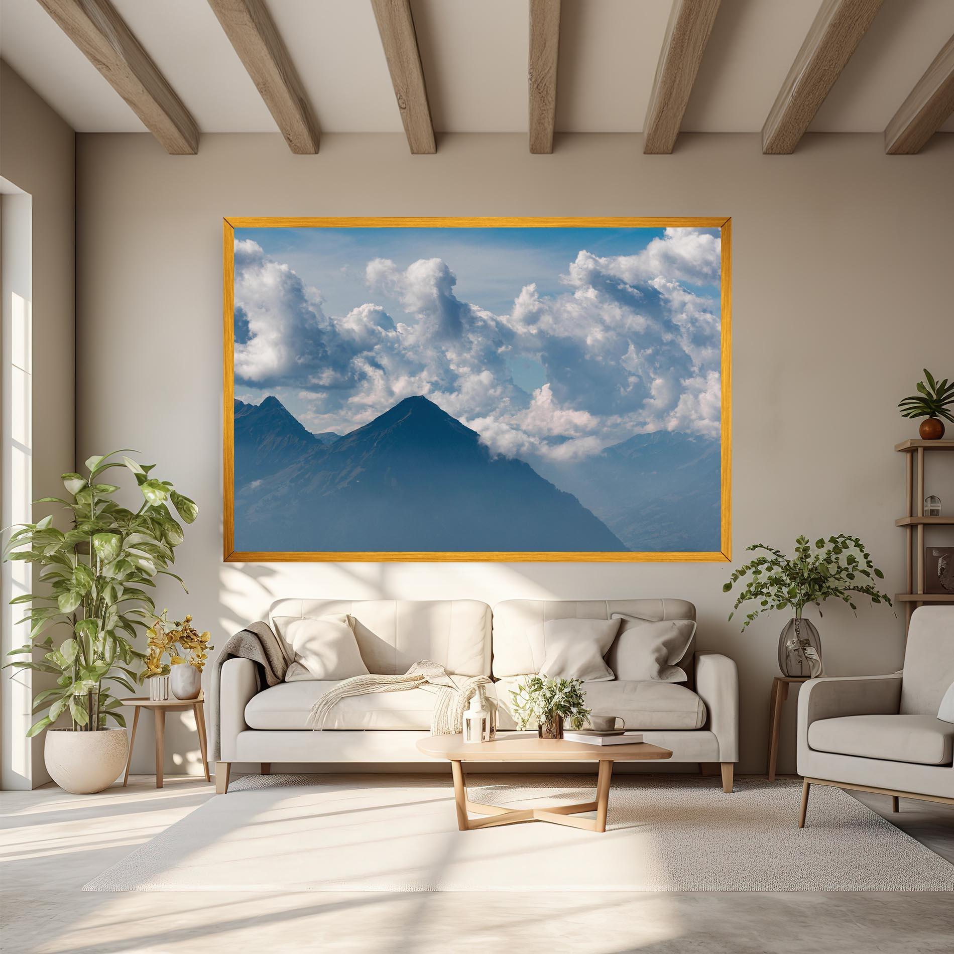 Leinwandbild Cloudy View Mountain mockup 6