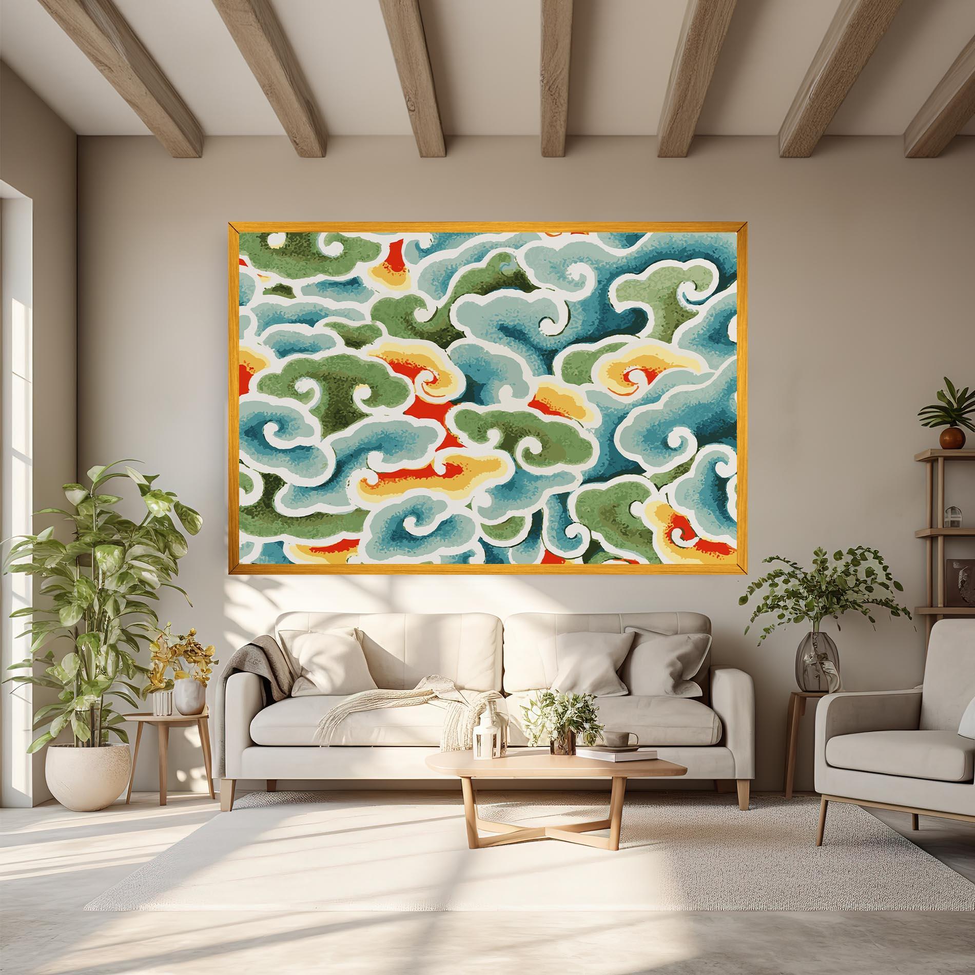 Leinwandbild Green Blue Clouds mockup 6