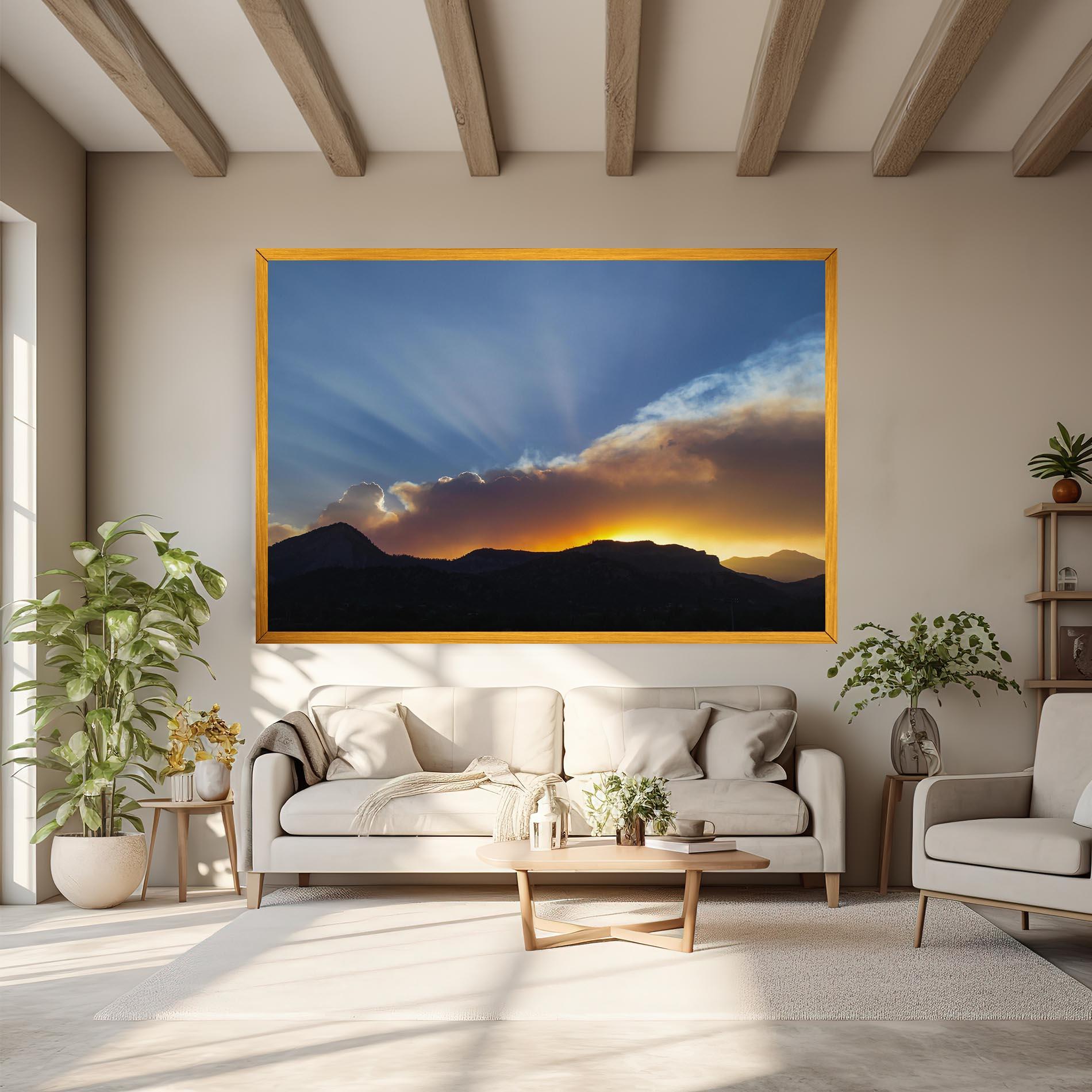 Leinwandbild Mountain Silhouette Sunrise mockup 6
