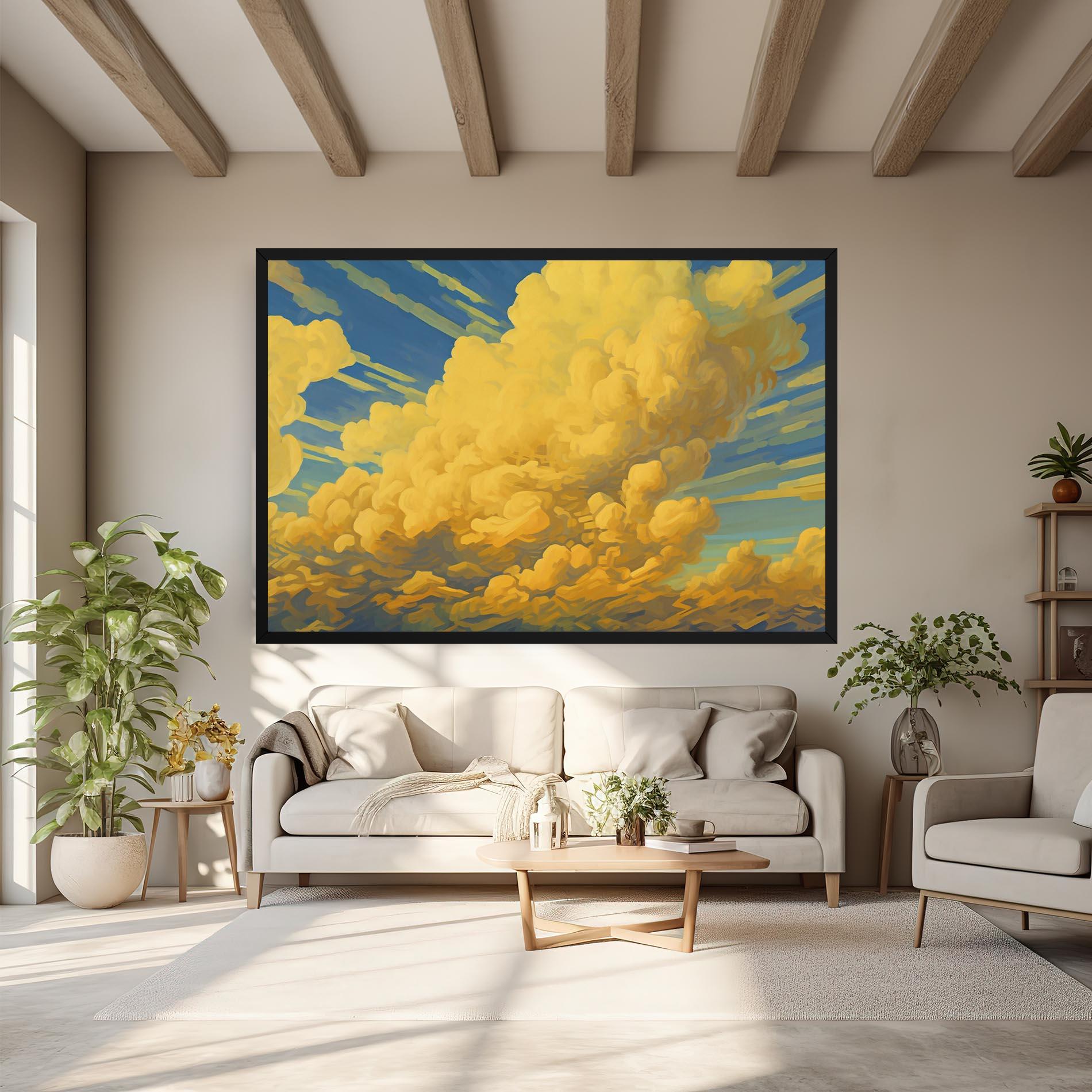 Leinwandbild Big Yellow Cloud Art mockup 6