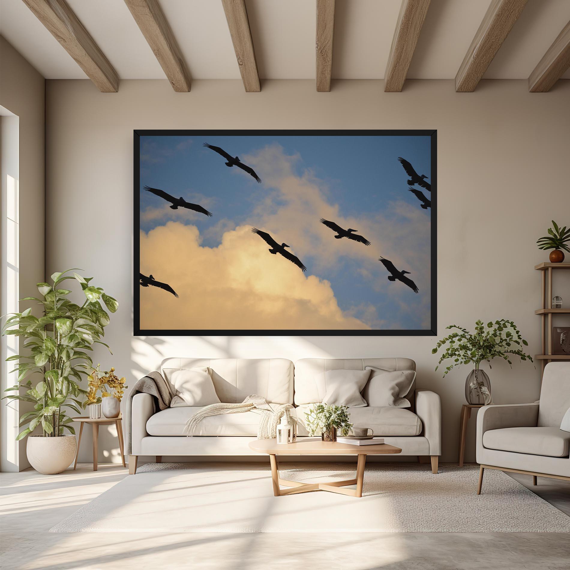 Leinwandbild Bird Shilouette Cloud mockup 6