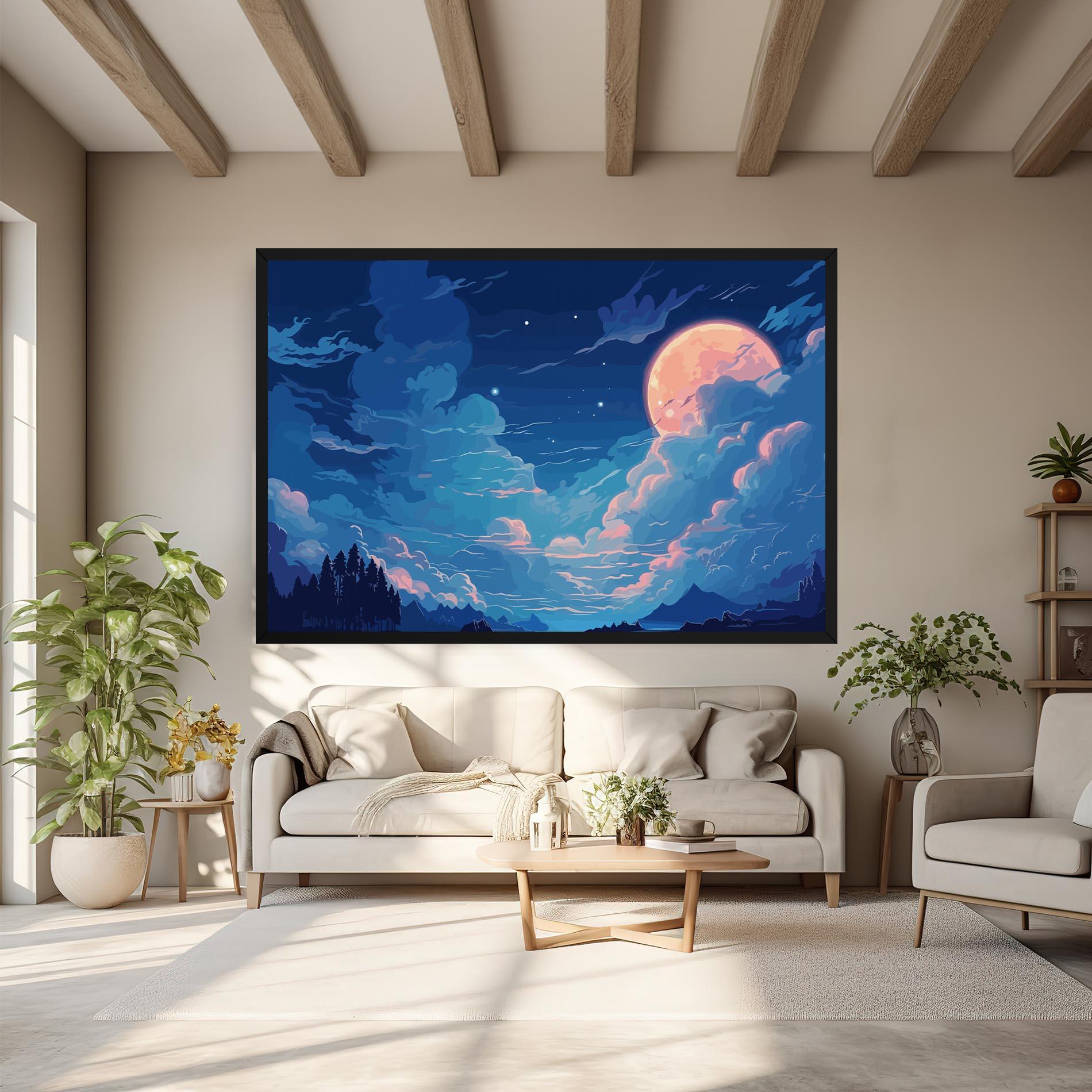 Leinwandbild Blue Cloud Moon mockup 6