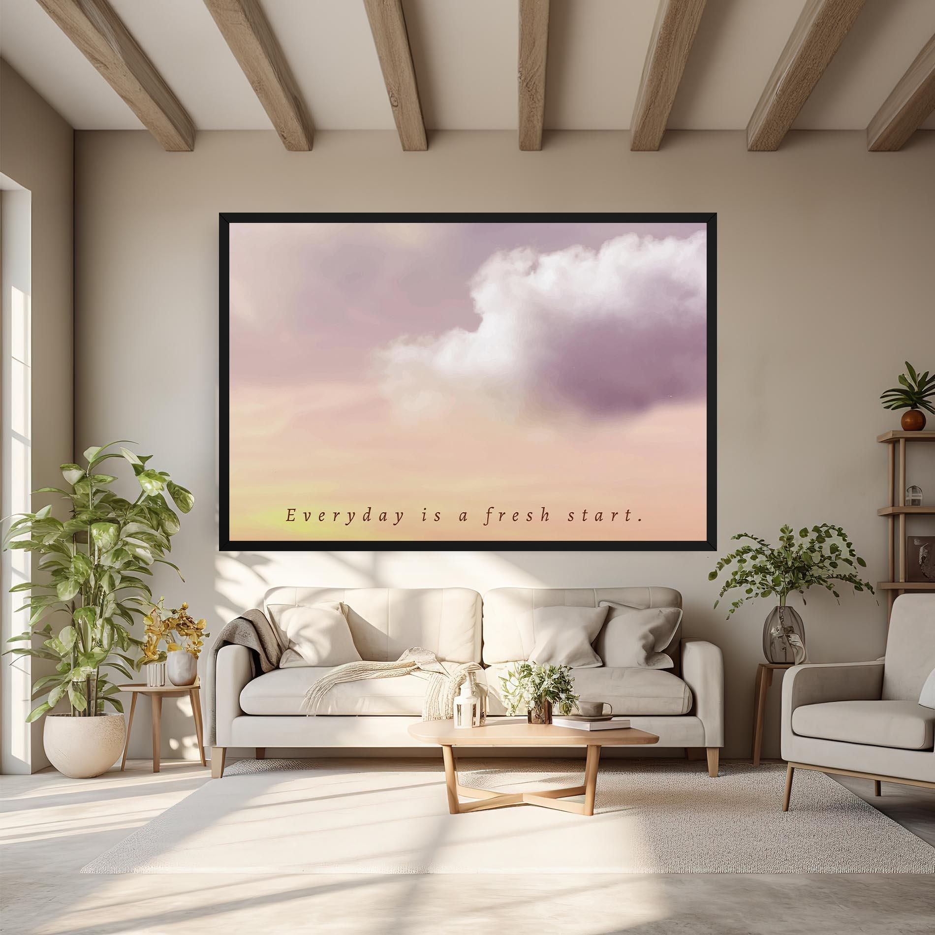 Leinwandbild Clouds Text Cream mockup 6