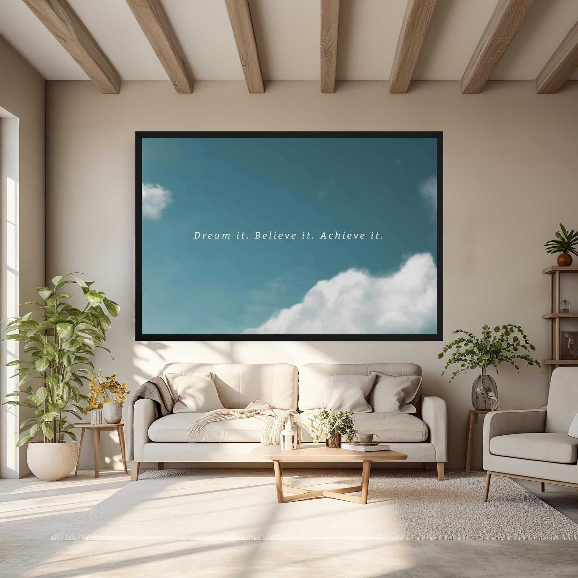 Leinwandbild Clouds Text Green mockup 6