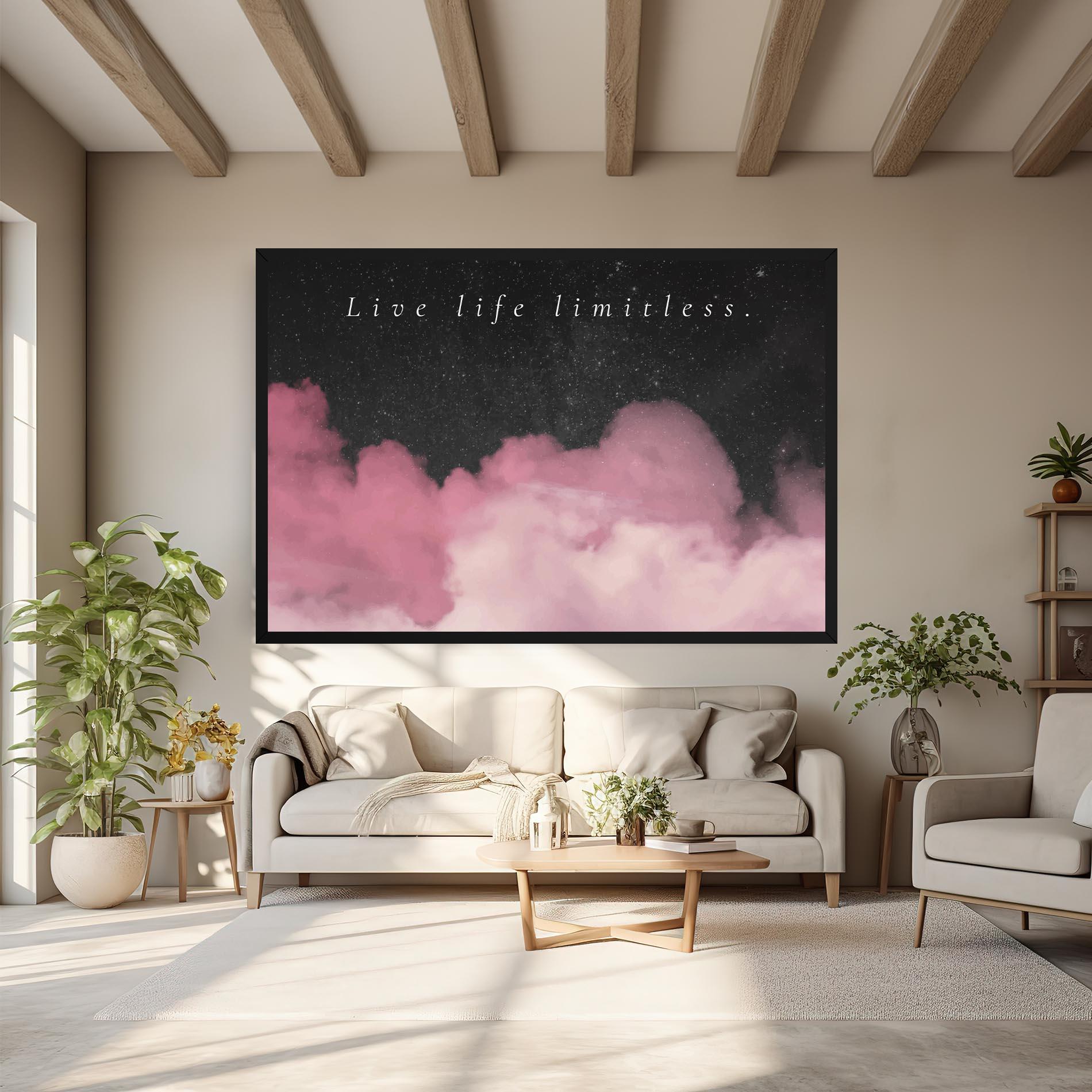 Leinwandbild Clouds Text Pink mockup 6