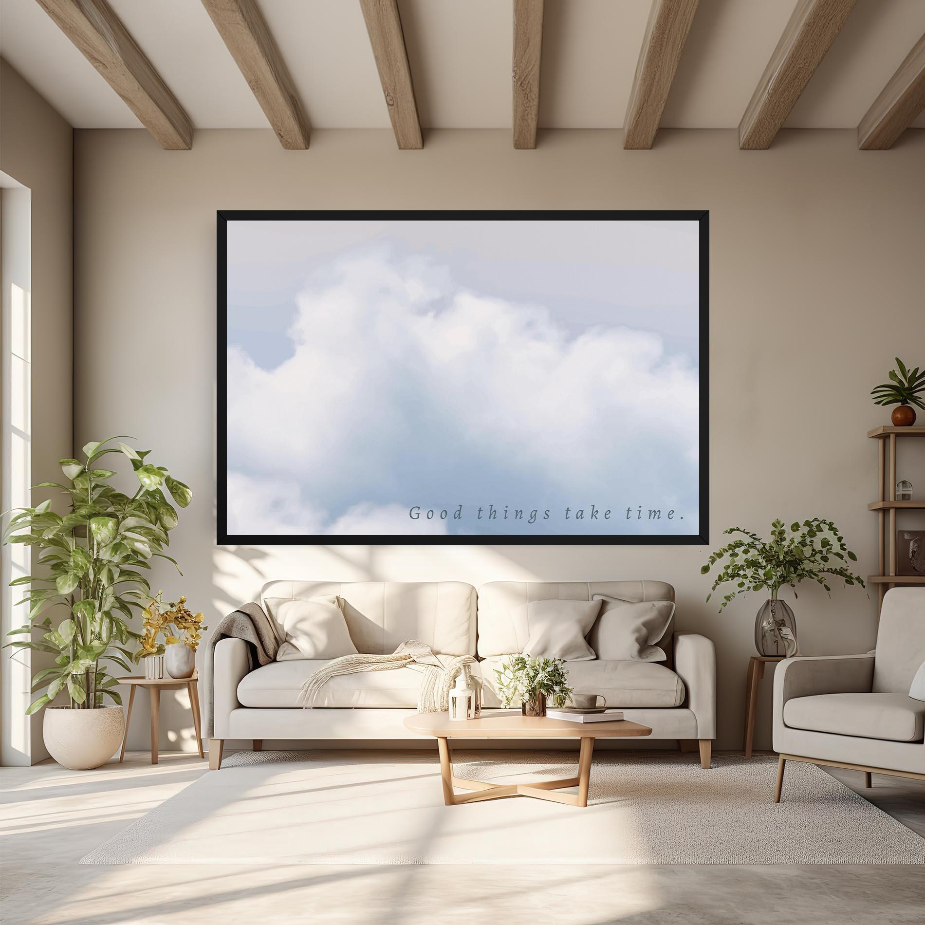 Leinwandbild Clouds Text White mockup 6