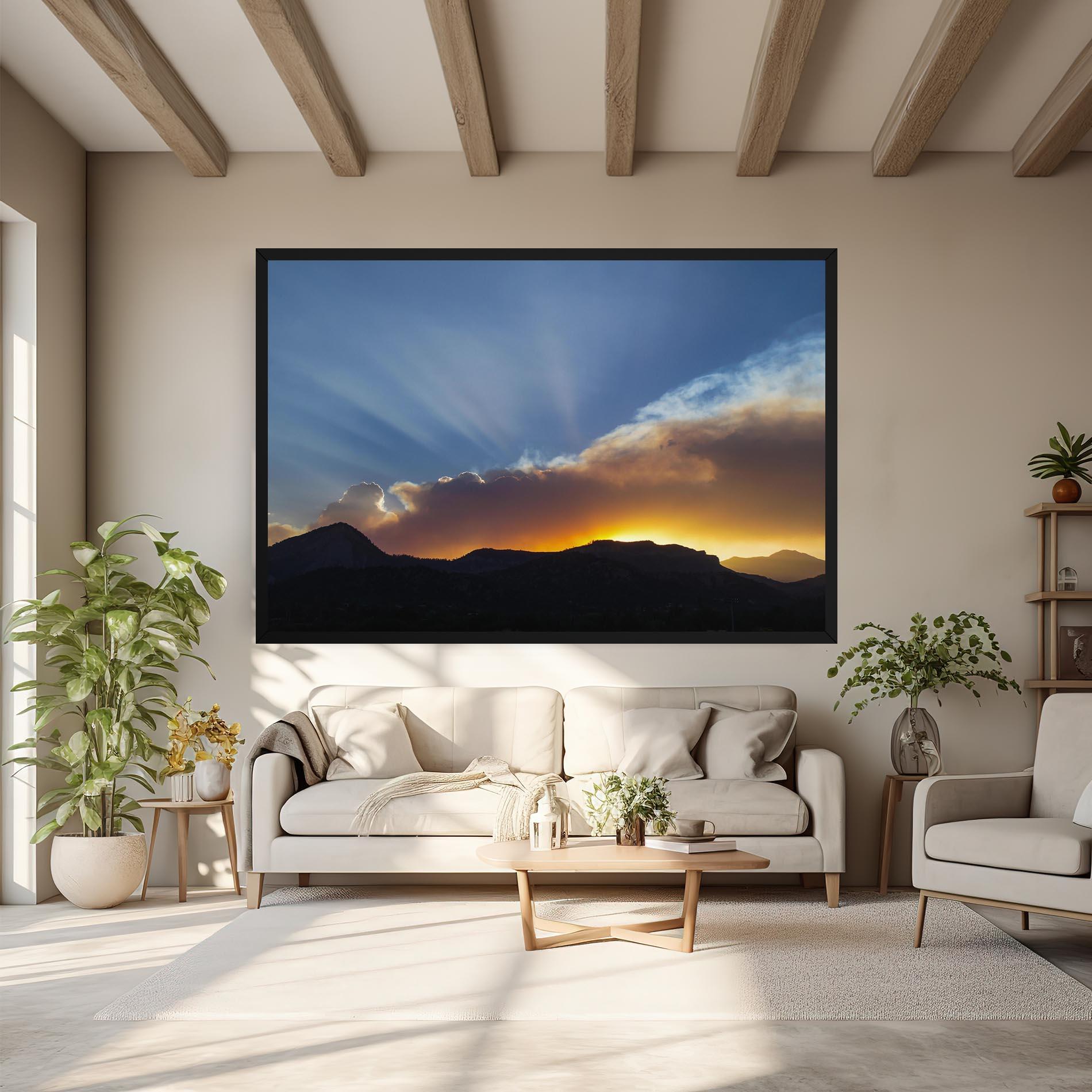 Leinwandbild Mountain Silhouette Sunrise mockup 6