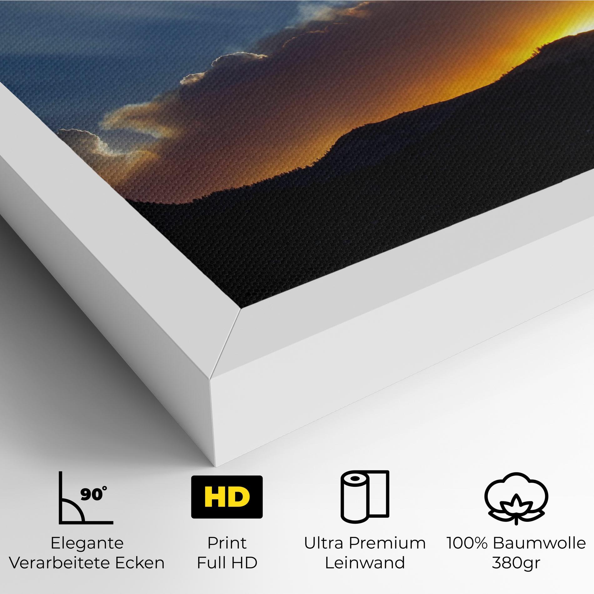 Leinwandbild Mountain Silhouette Sunrise mockup 4