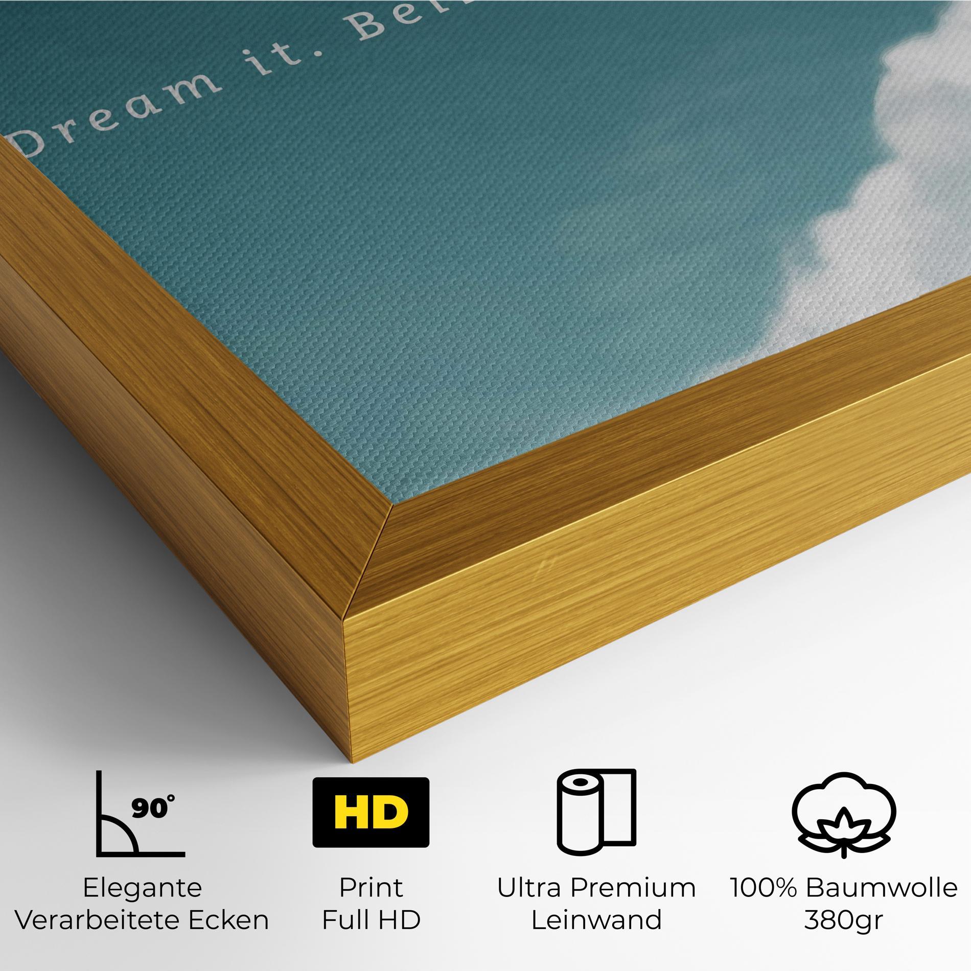 Leinwandbild Clouds Text Green mockup 4