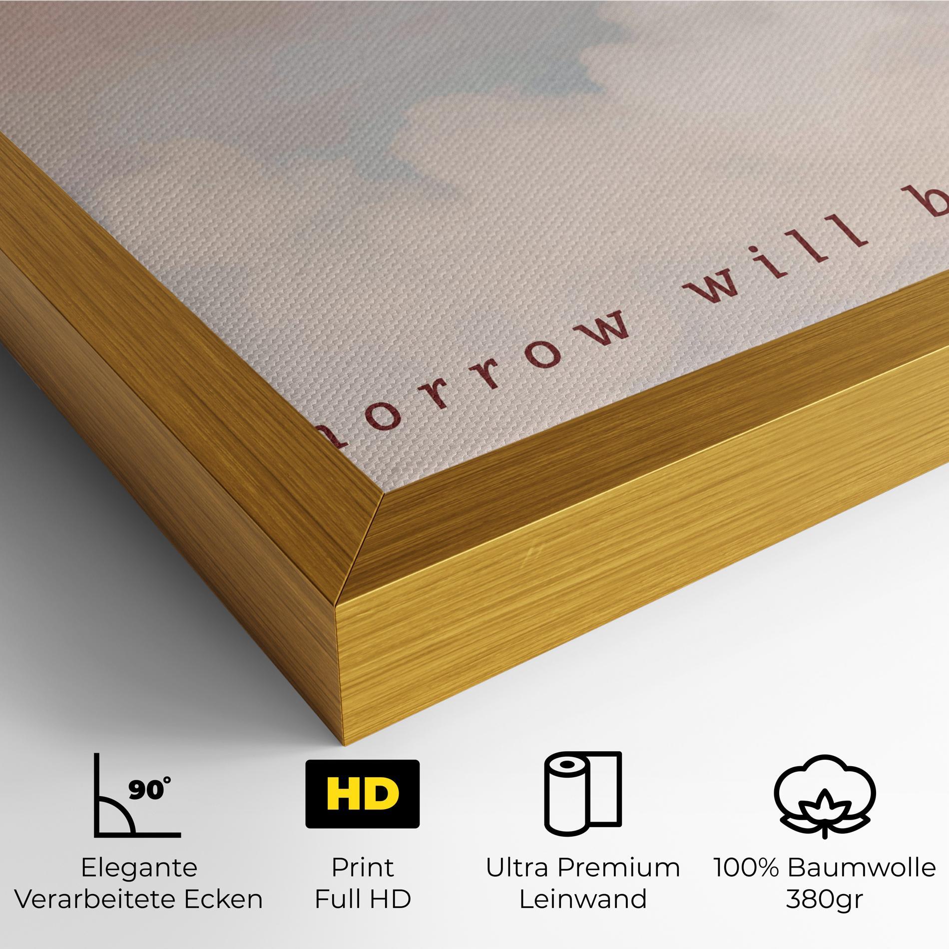 Leinwandbild Clouds Text Pink Blue mockup 4