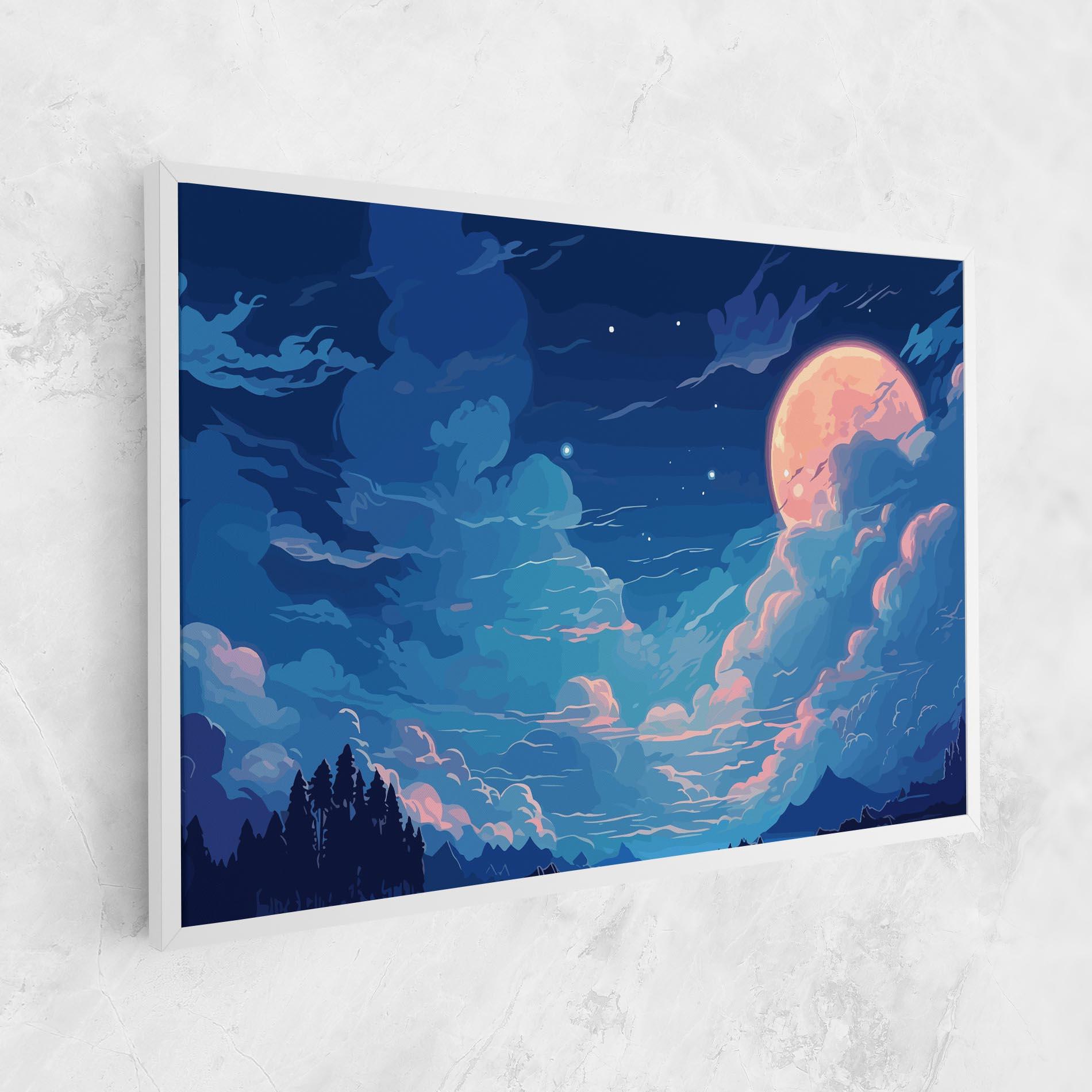 Leinwandbild Blue Cloud Moon mockup 1