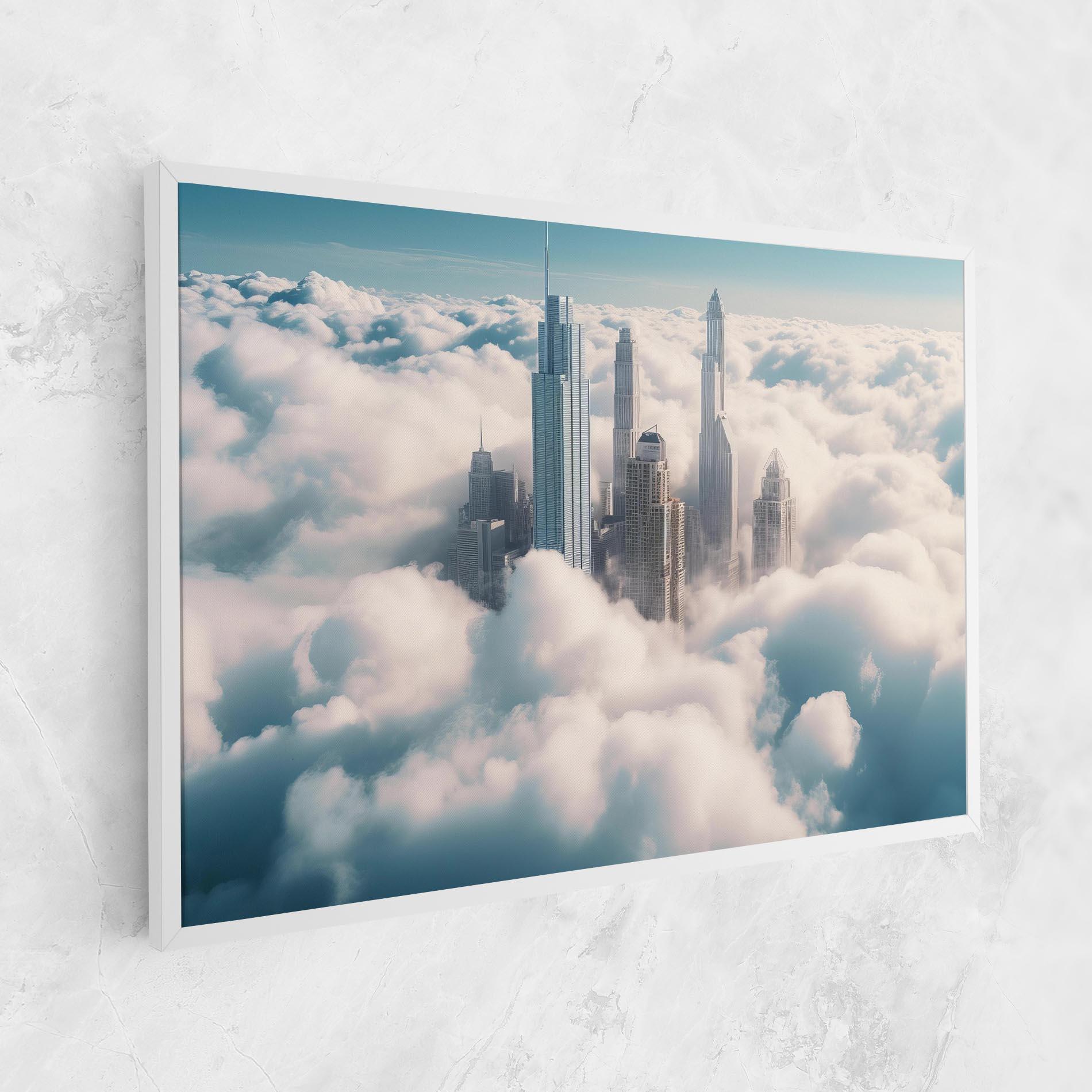 Leinwandbild City Above Clouds mockup 1