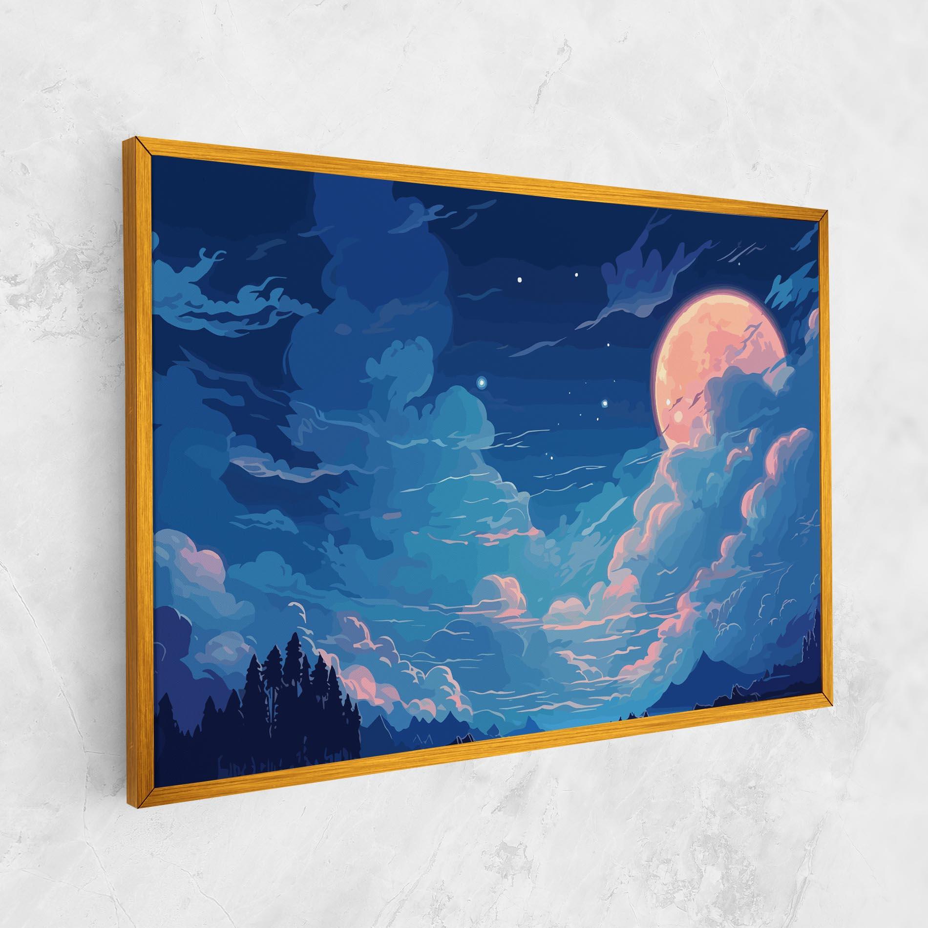 Leinwandbild Blue Cloud Moon mockup 1