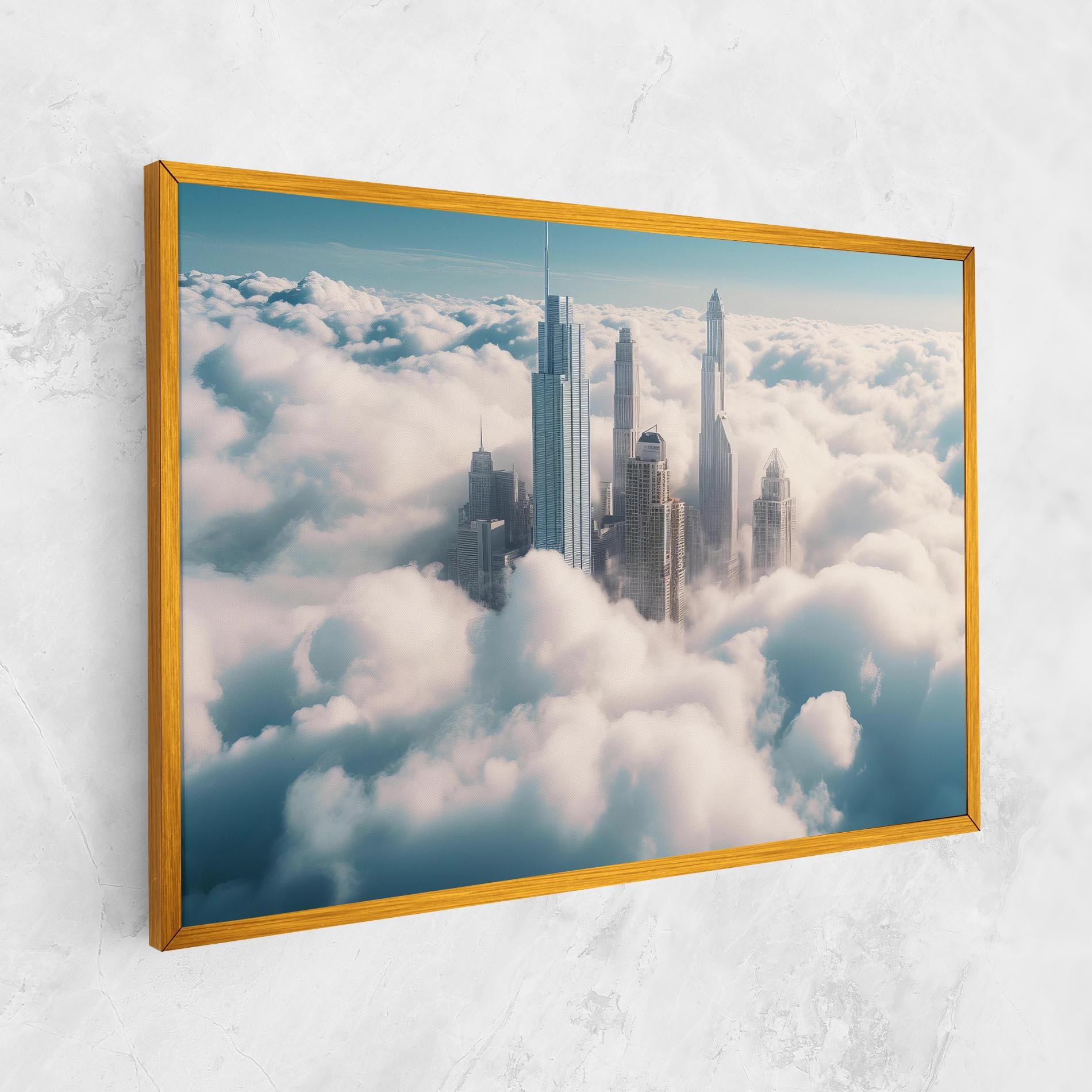 Leinwandbild City Above Clouds mockup 1