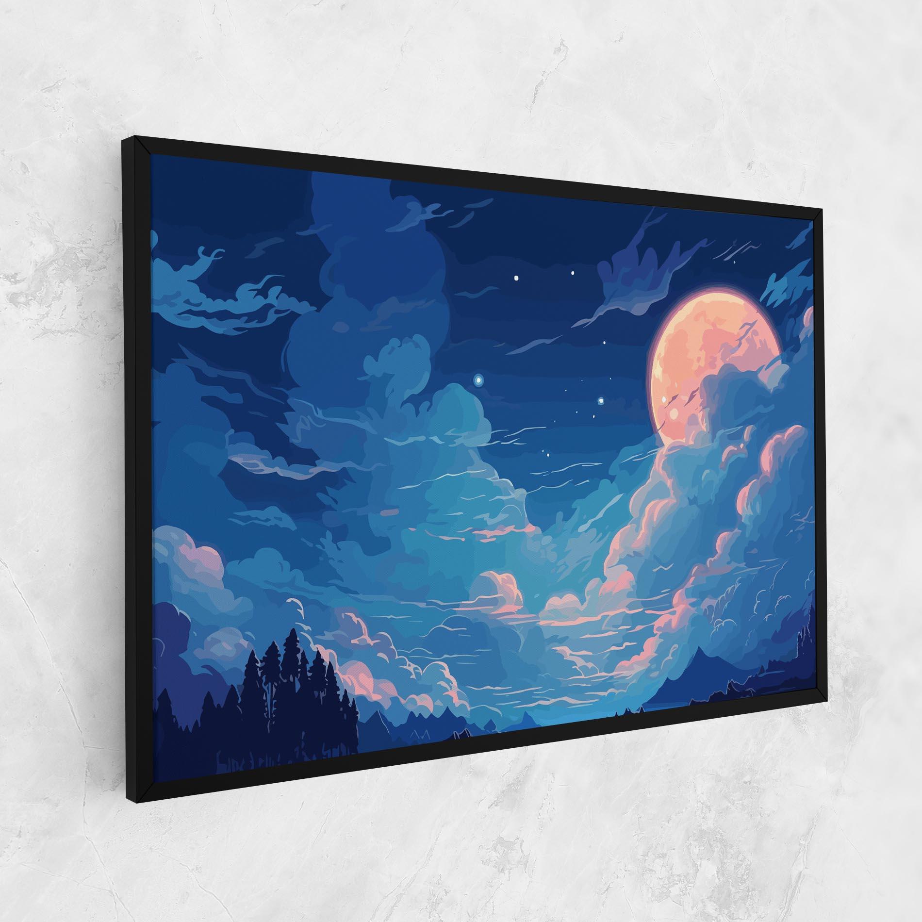 Leinwandbild Blue Cloud Moon mockup 1