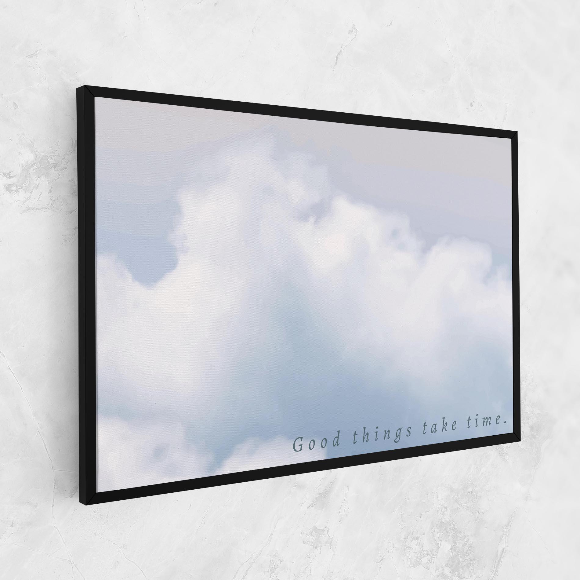 Leinwandbild Clouds Text White mockup 1