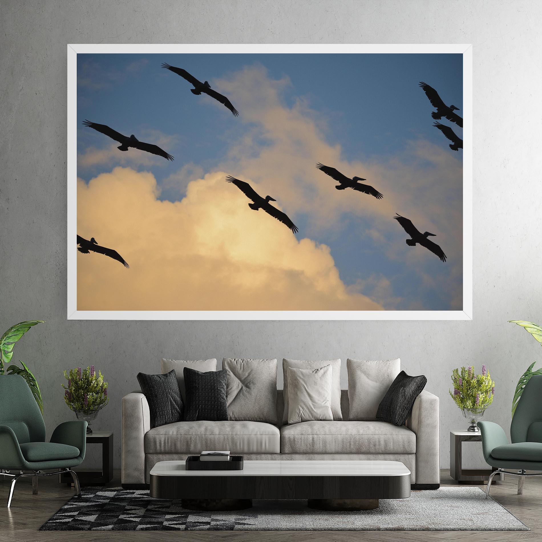 Leinwandbild Bird Shilouette Cloud mockup 7