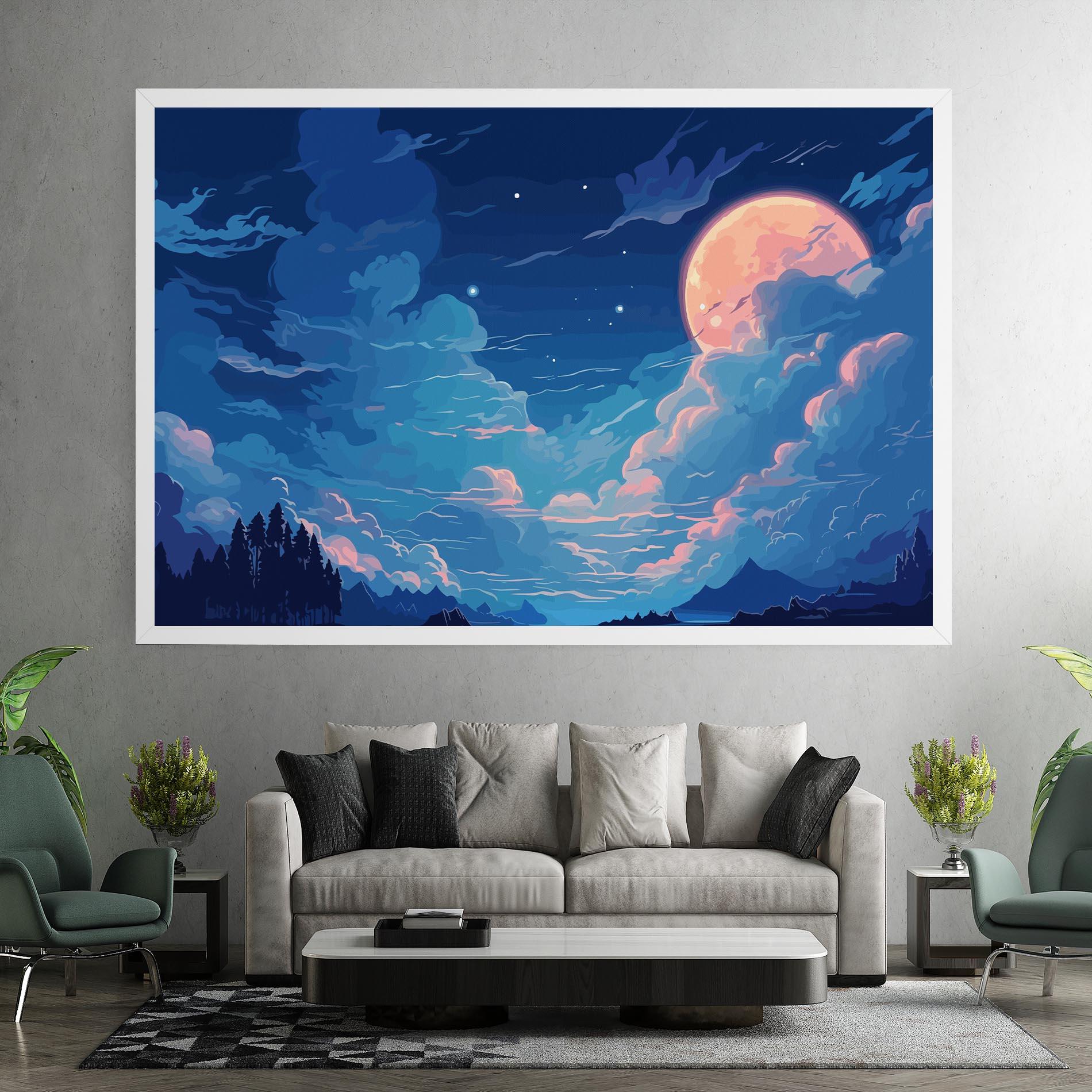 Leinwandbild Blue Cloud Moon mockup 7