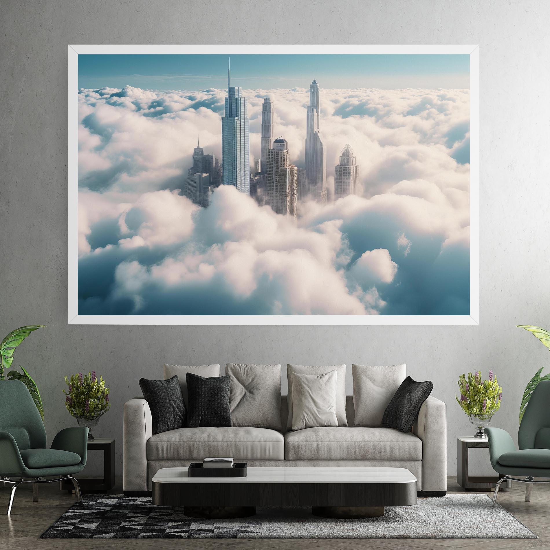 Leinwandbild City Above Clouds mockup 7