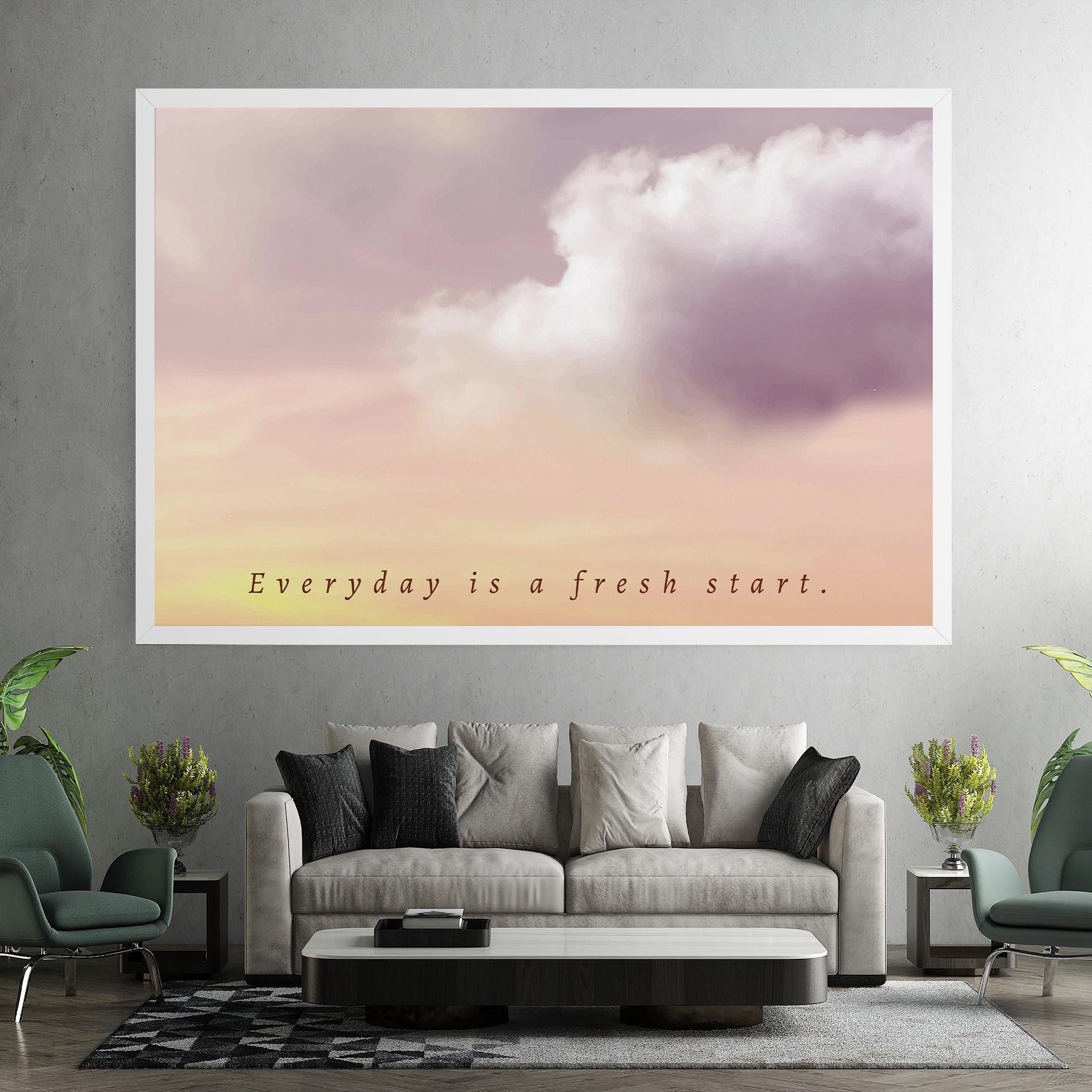 Leinwandbild Clouds Text Cream mockup 7