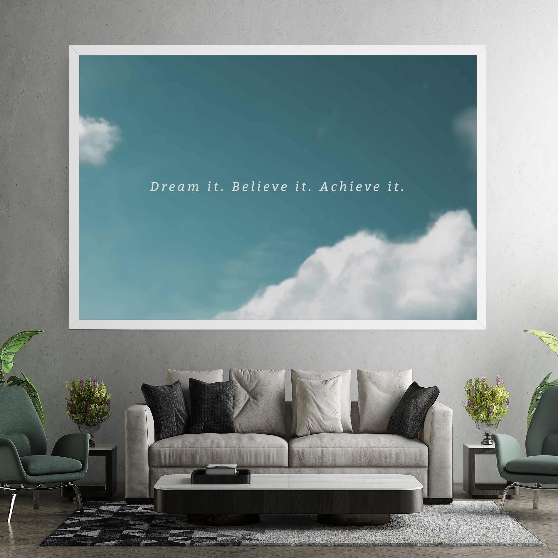 Leinwandbild Clouds Text Green mockup 7