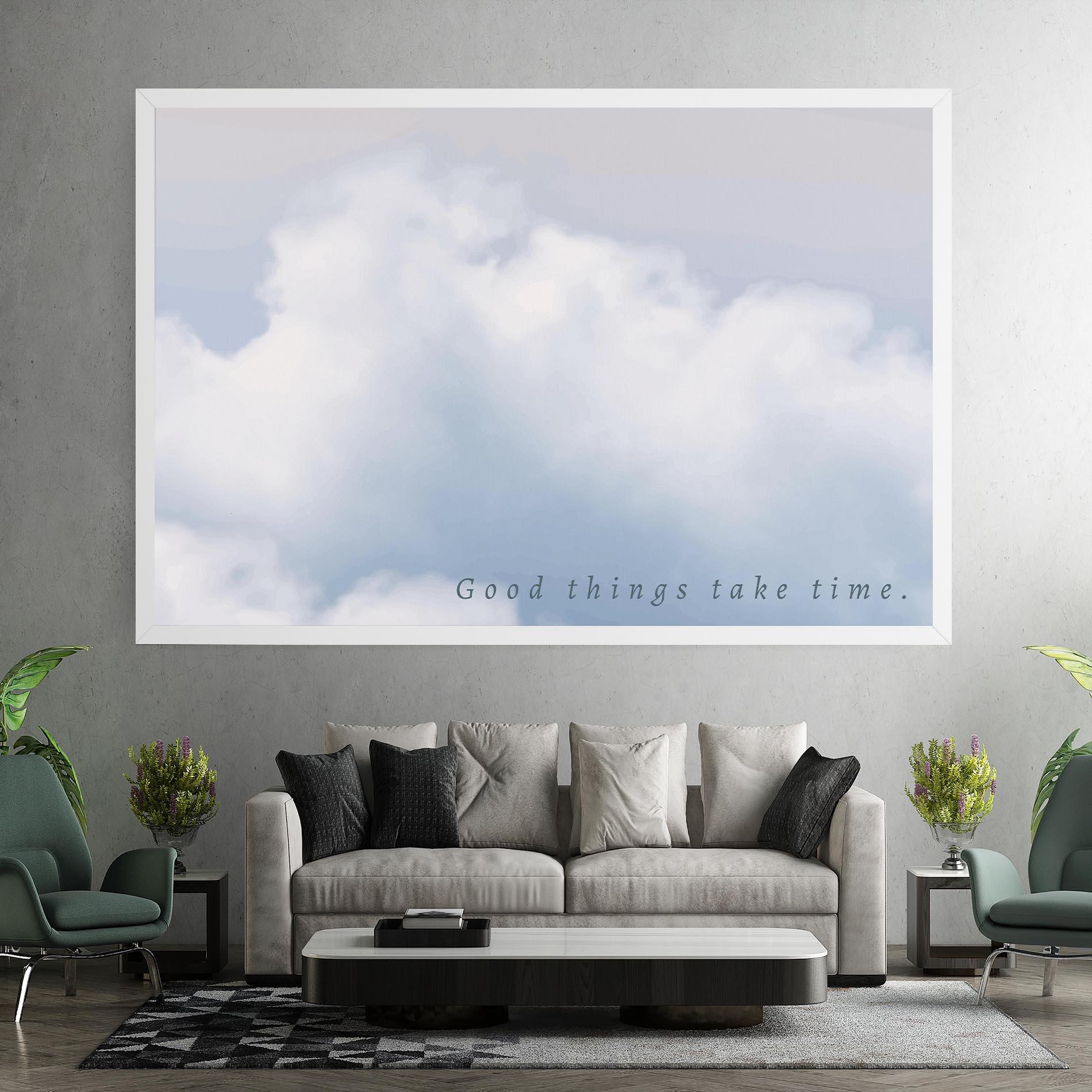 Leinwandbild Clouds Text White mockup 7