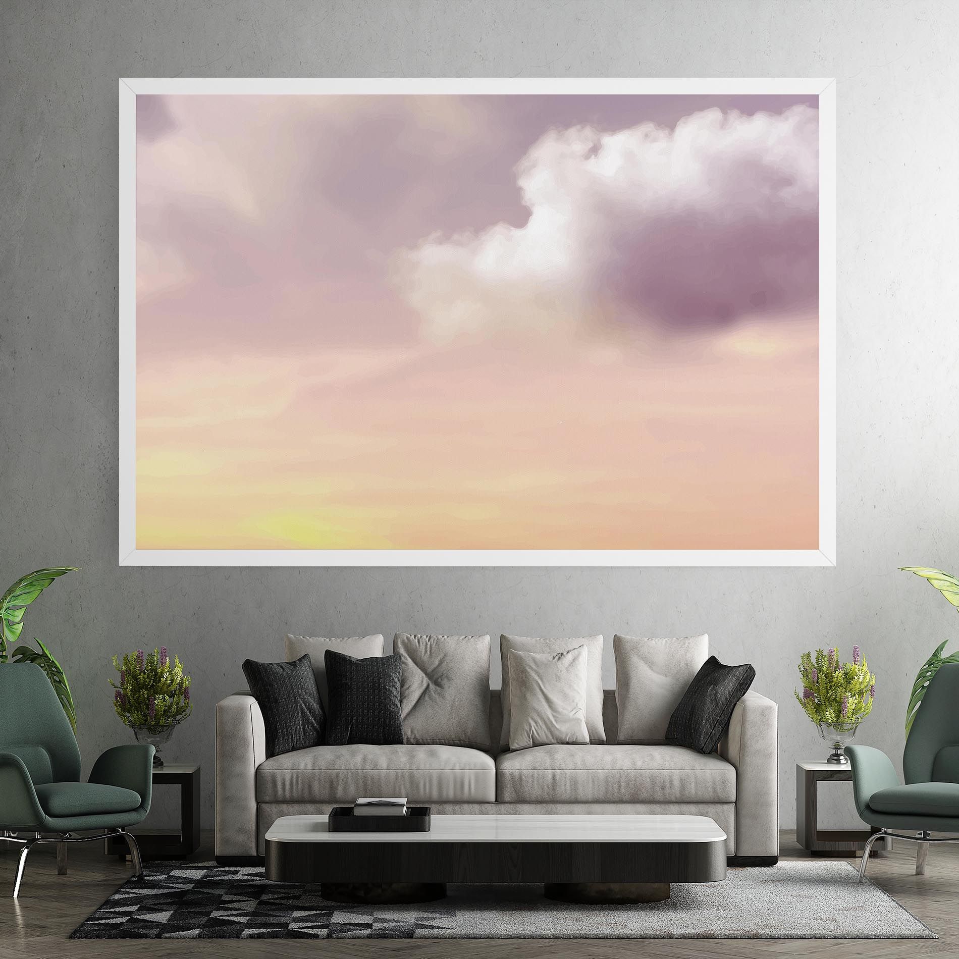Clouds Watercolor Cream mockup 7