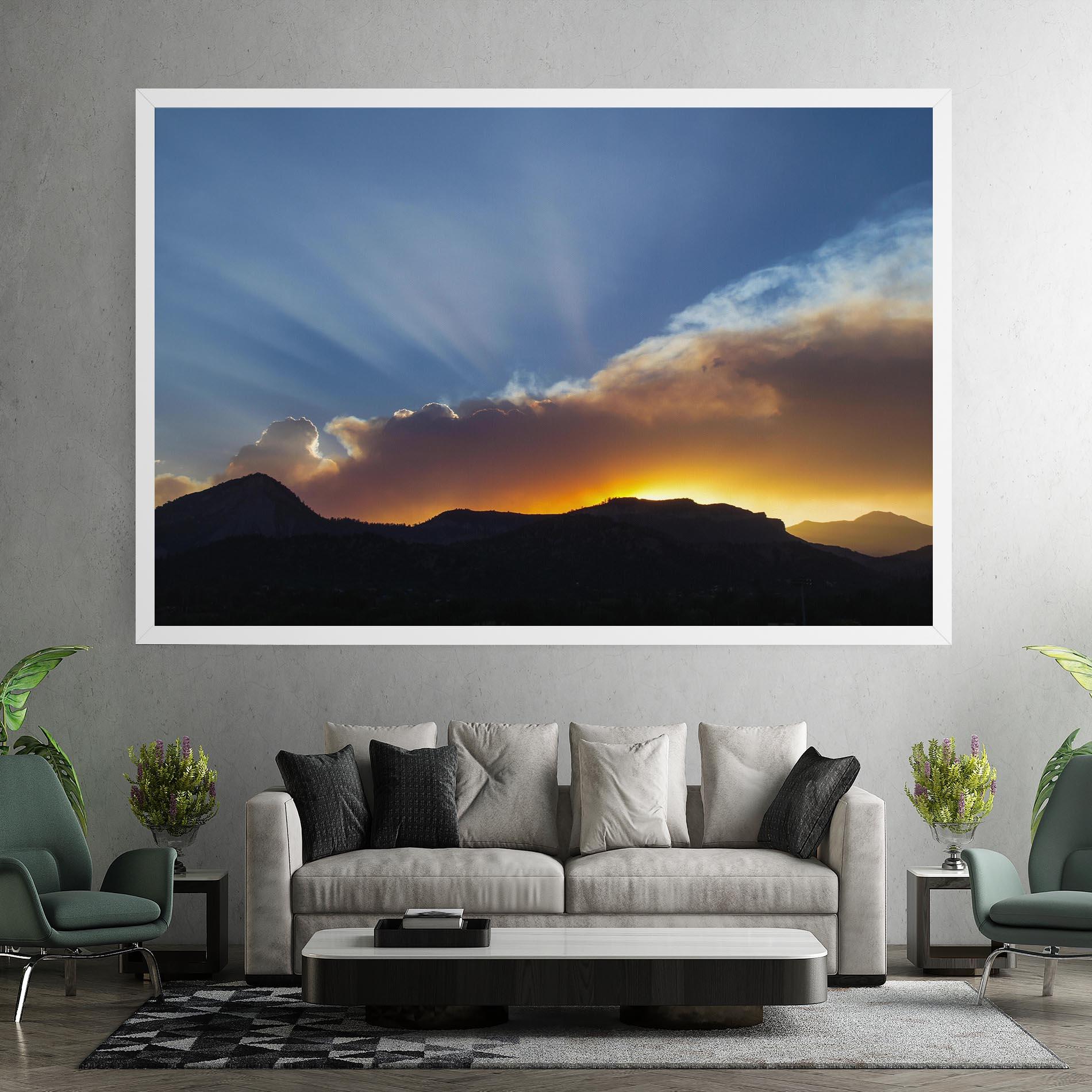 Leinwandbild Mountain Silhouette Sunrise mockup 7