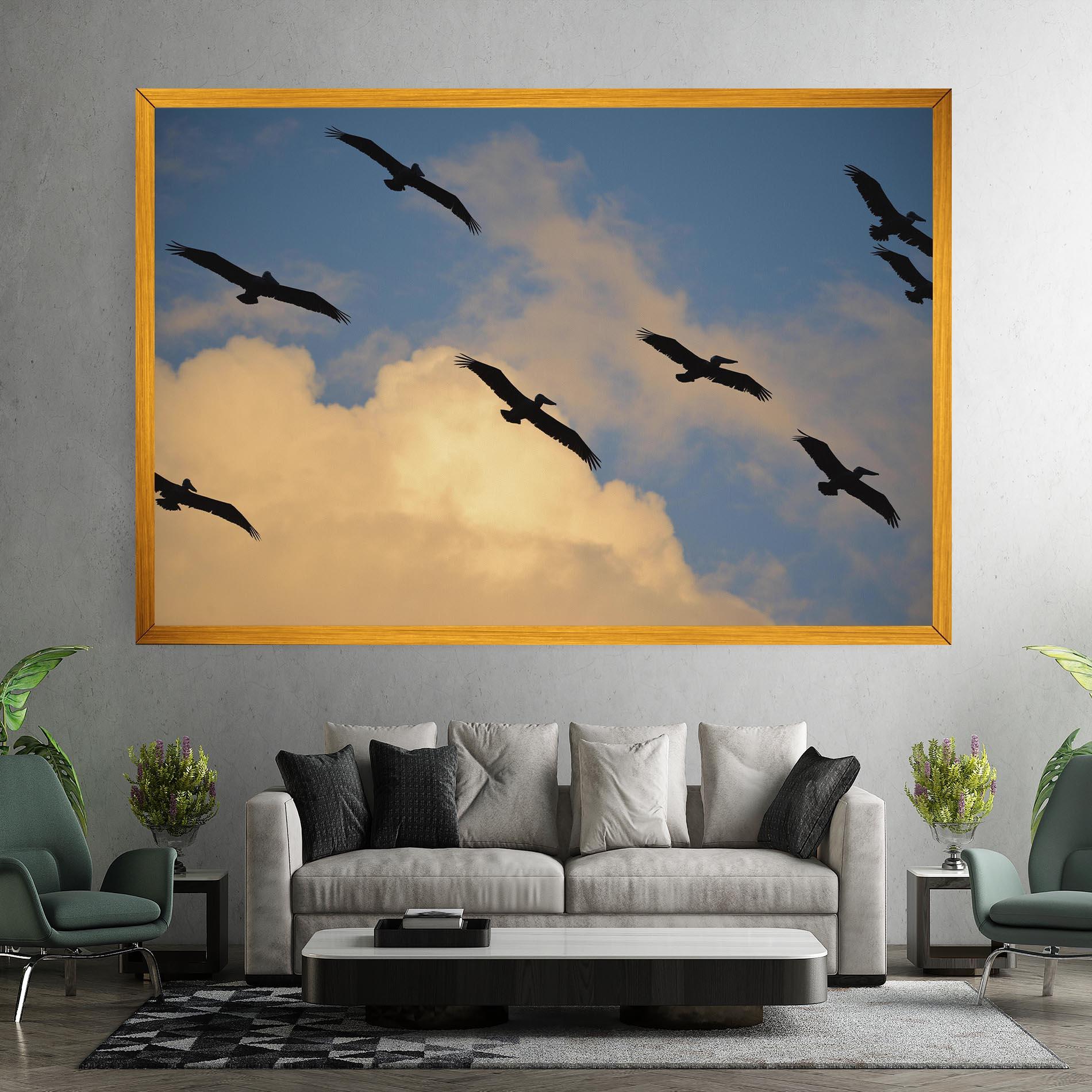 Leinwandbild Bird Shilouette Cloud mockup 7