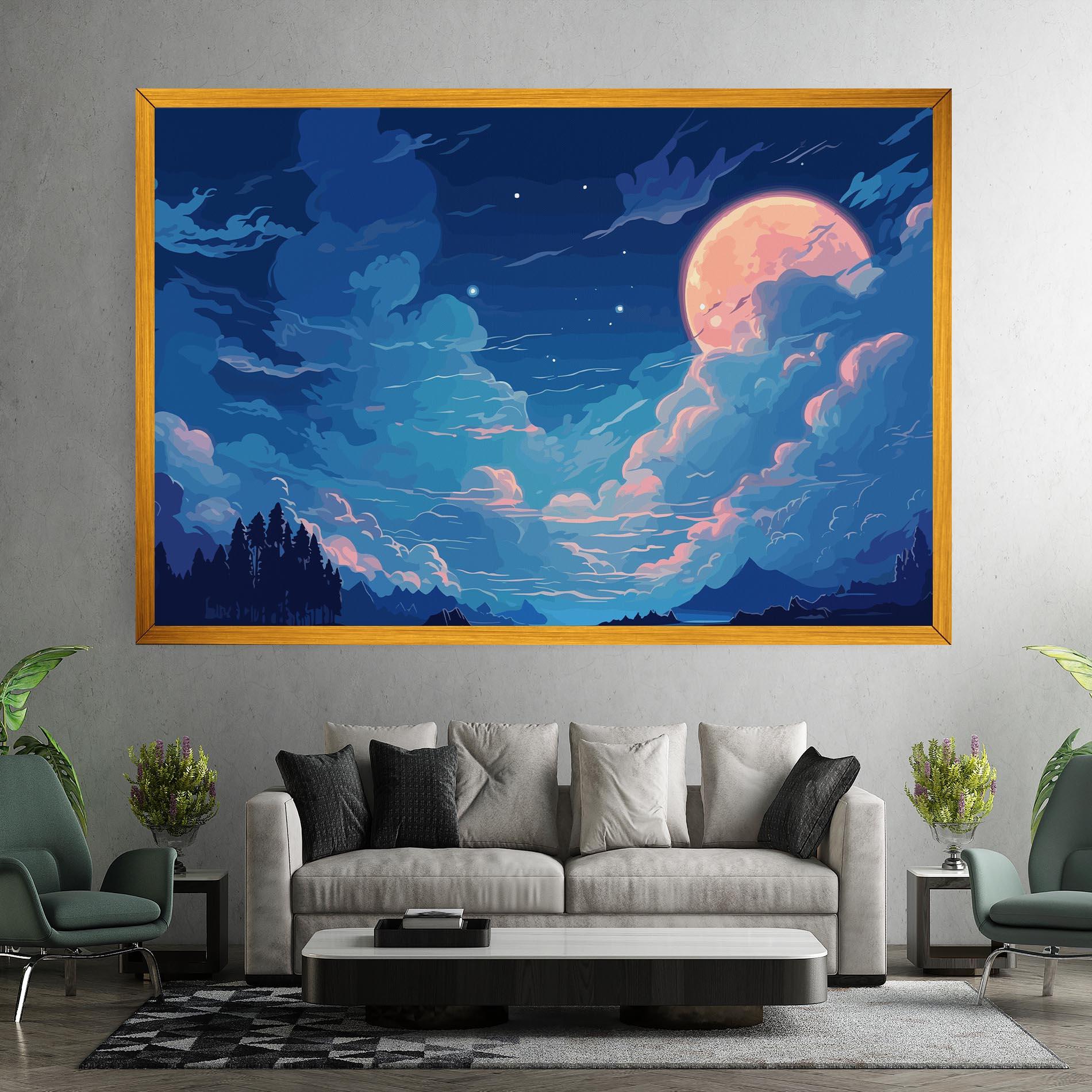 Leinwandbild Blue Cloud Moon mockup 7