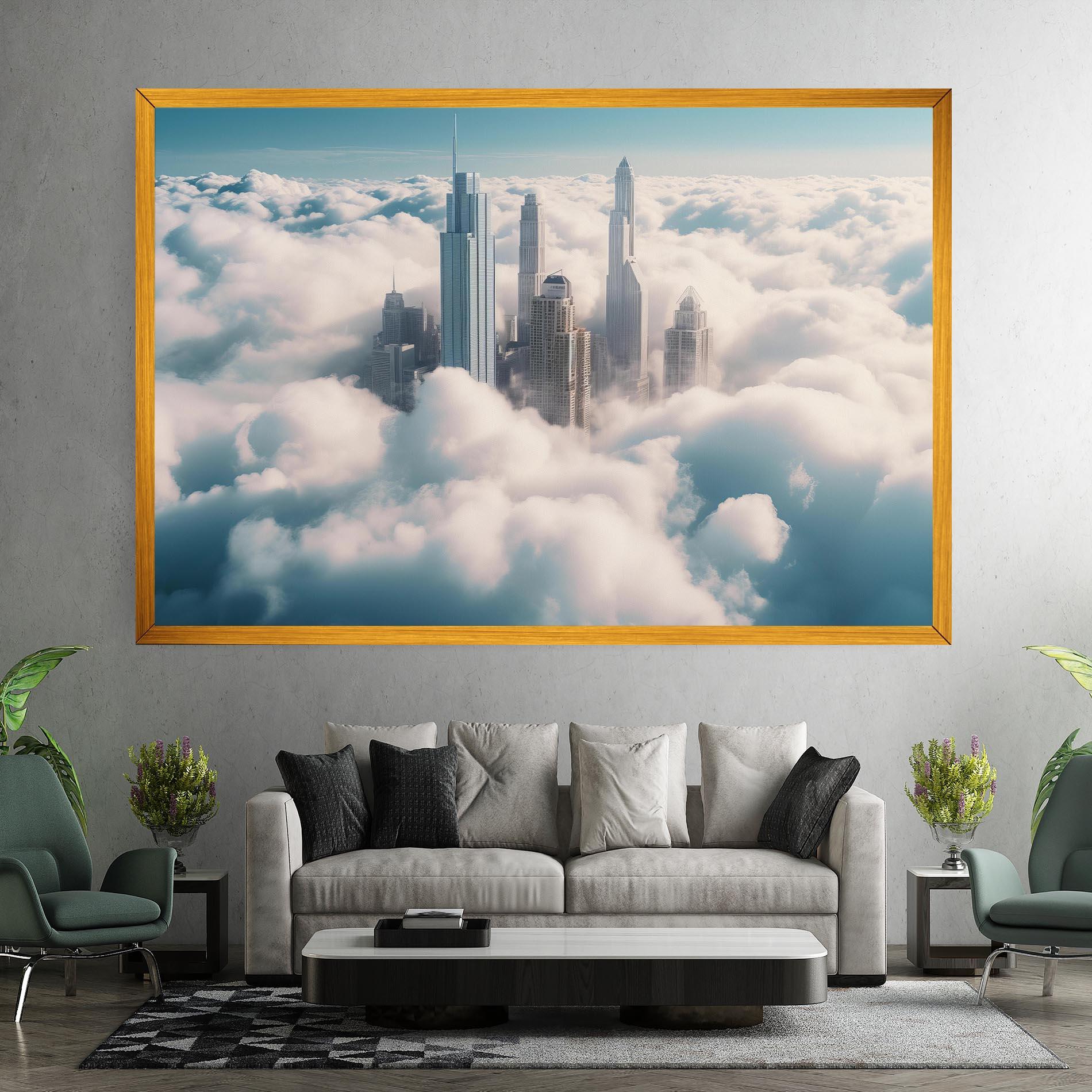 Leinwandbild City Above Clouds mockup 7