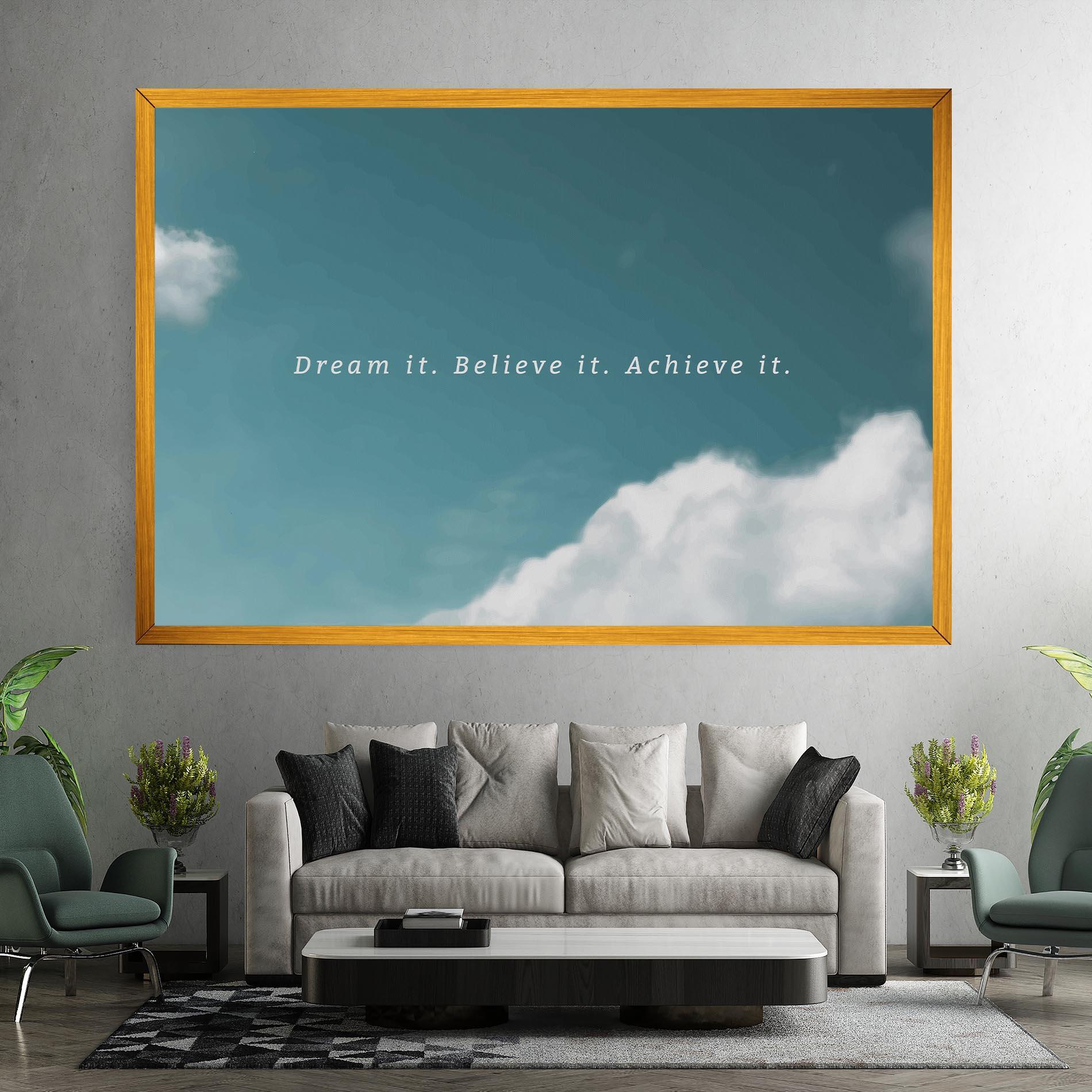 Leinwandbild Clouds Text Green mockup 7