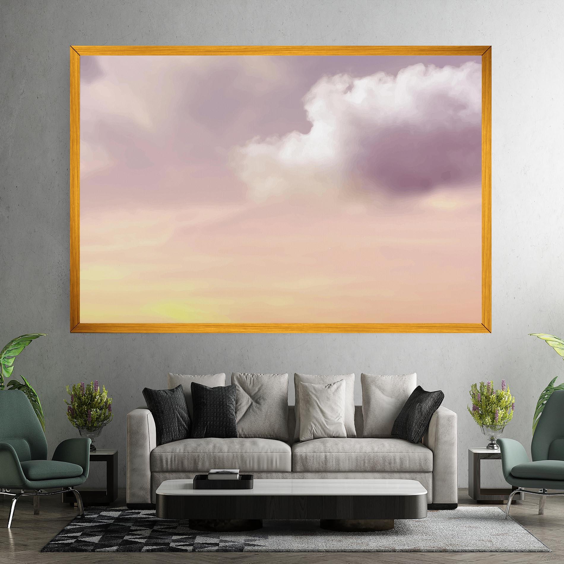 Leinwandbild Clouds Watercolor Cream mockup 7