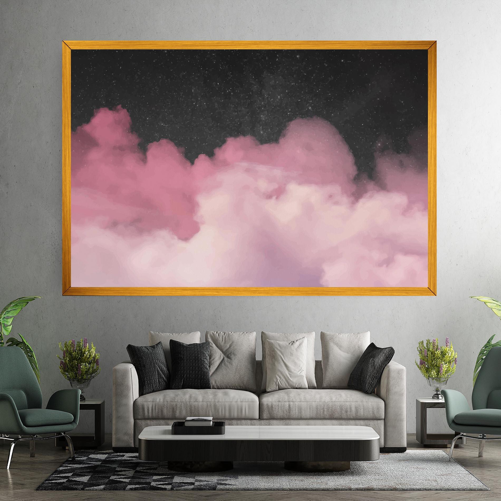 Leinwandbild Clouds Watercolor Purple mockup 7