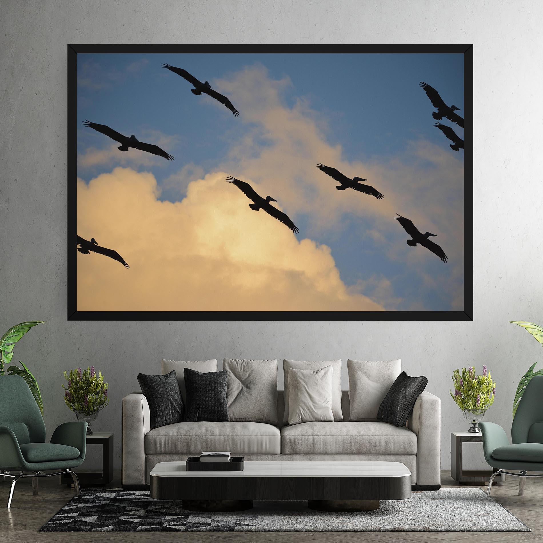 Leinwandbild Bird Shilouette Cloud mockup 7