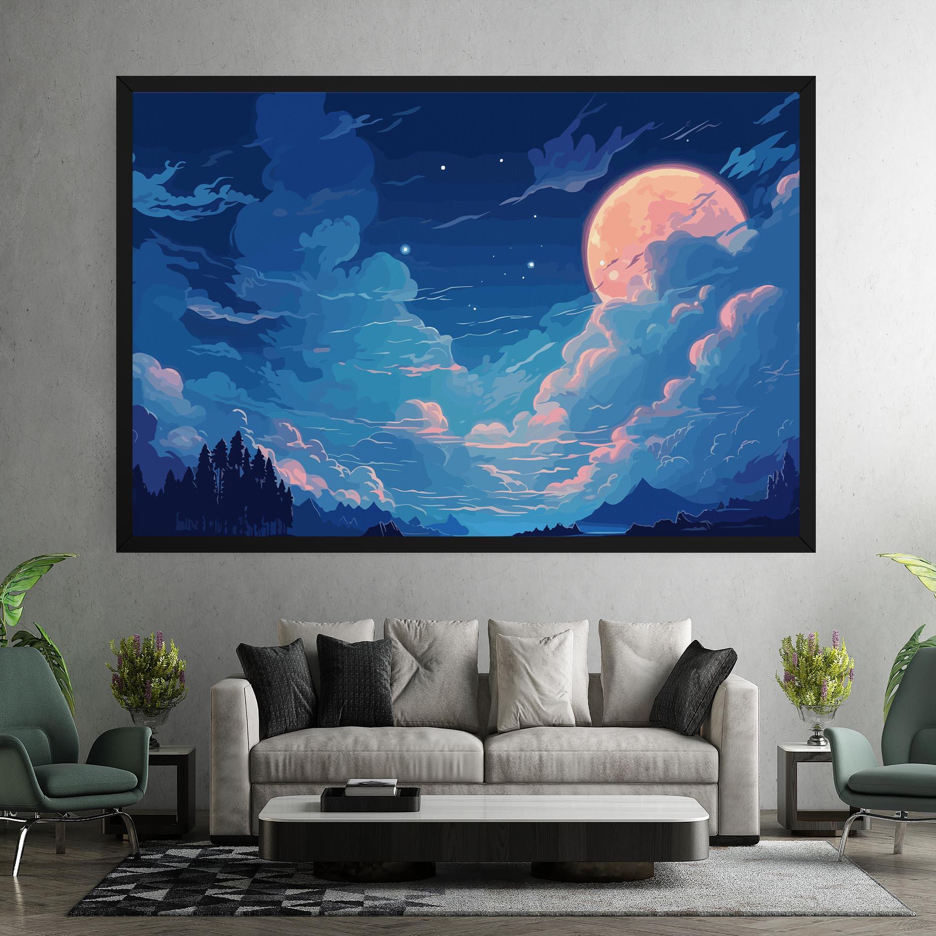 Leinwandbild Blue Cloud Moon mockup 7