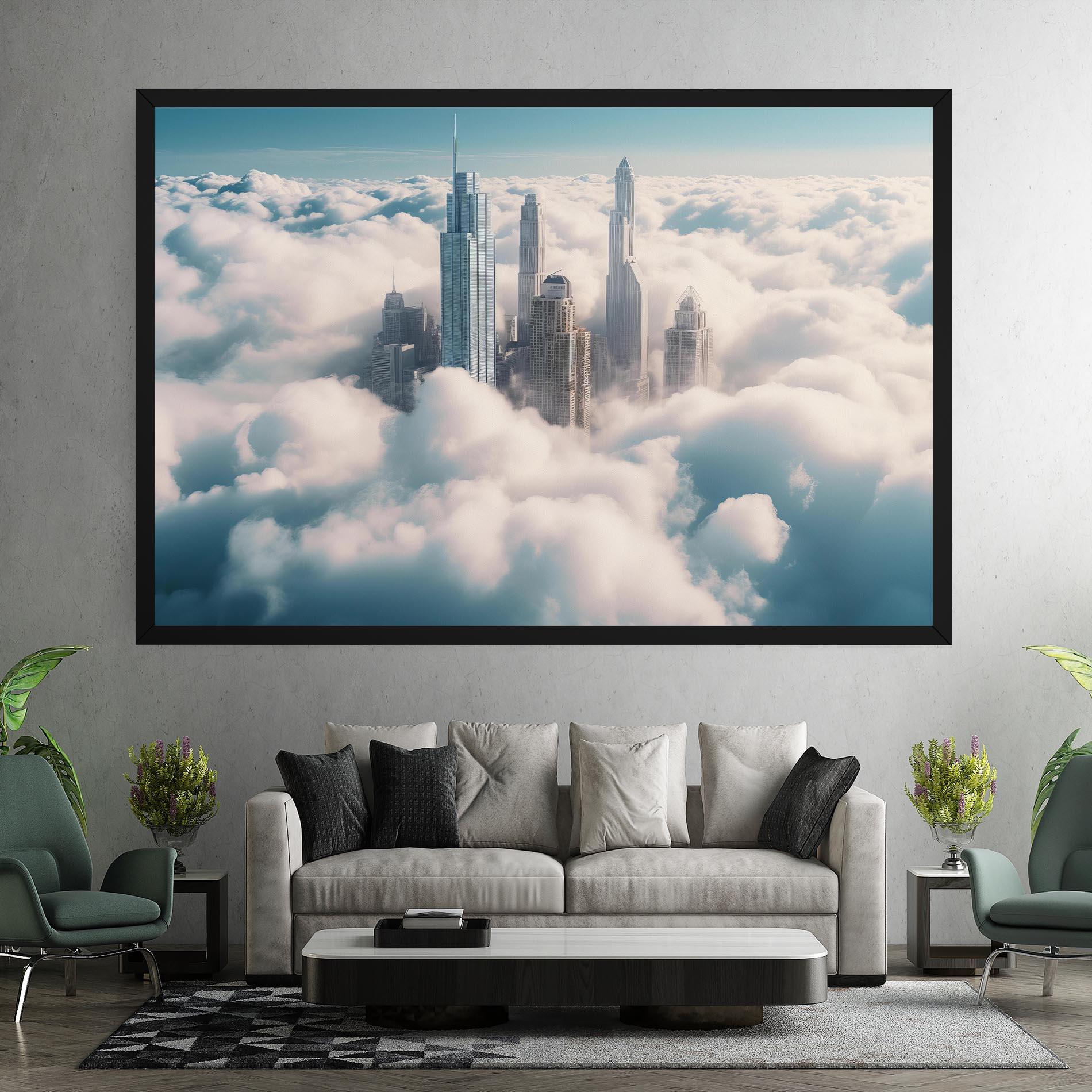 Leinwandbild City Above Clouds mockup 7
