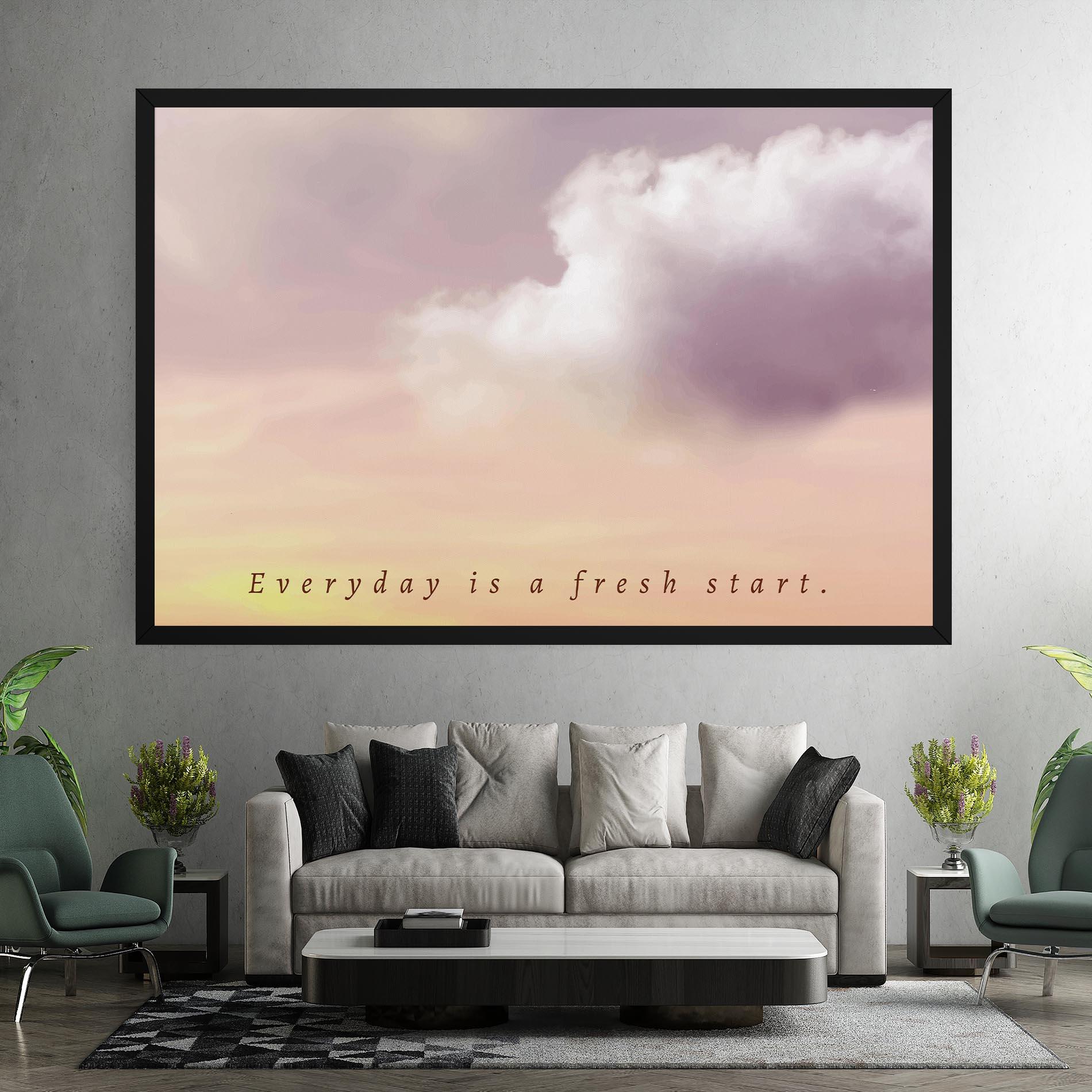 Leinwandbild Clouds Text Cream mockup 7