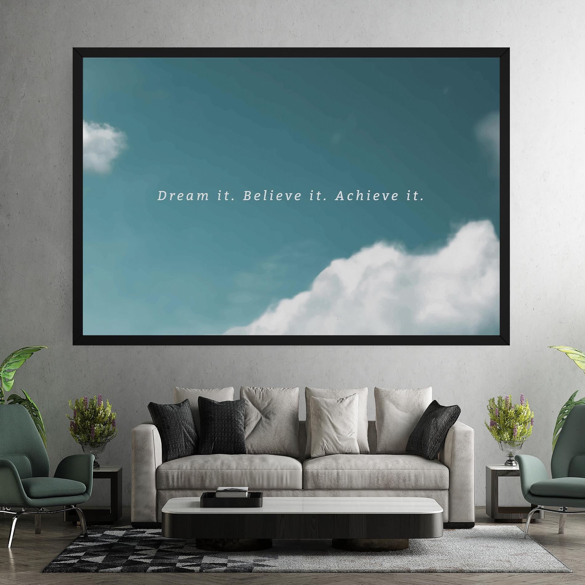 Leinwandbild Clouds Text Green mockup 7